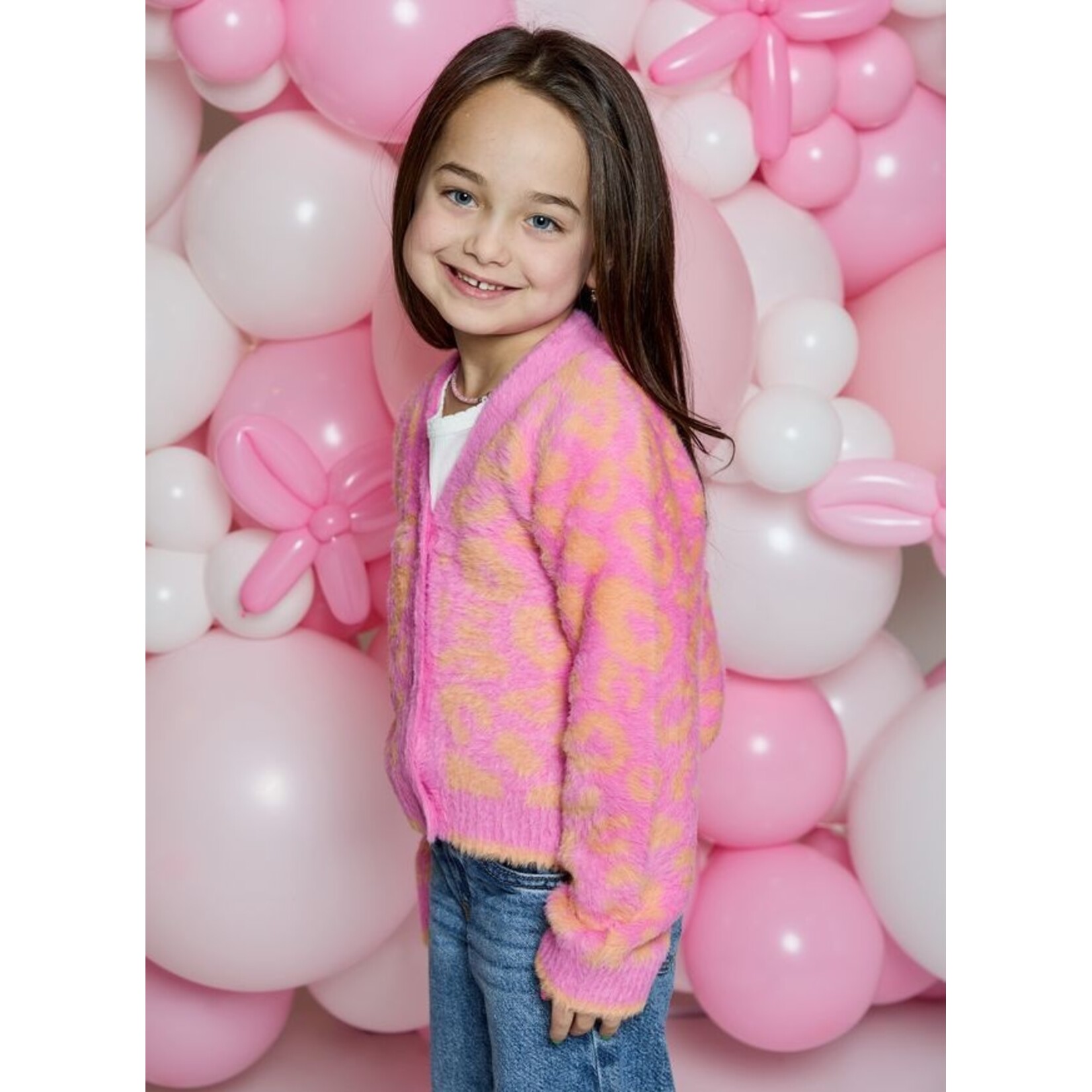 Design History Design History Snug Pink Combo L/S Button Cardigan