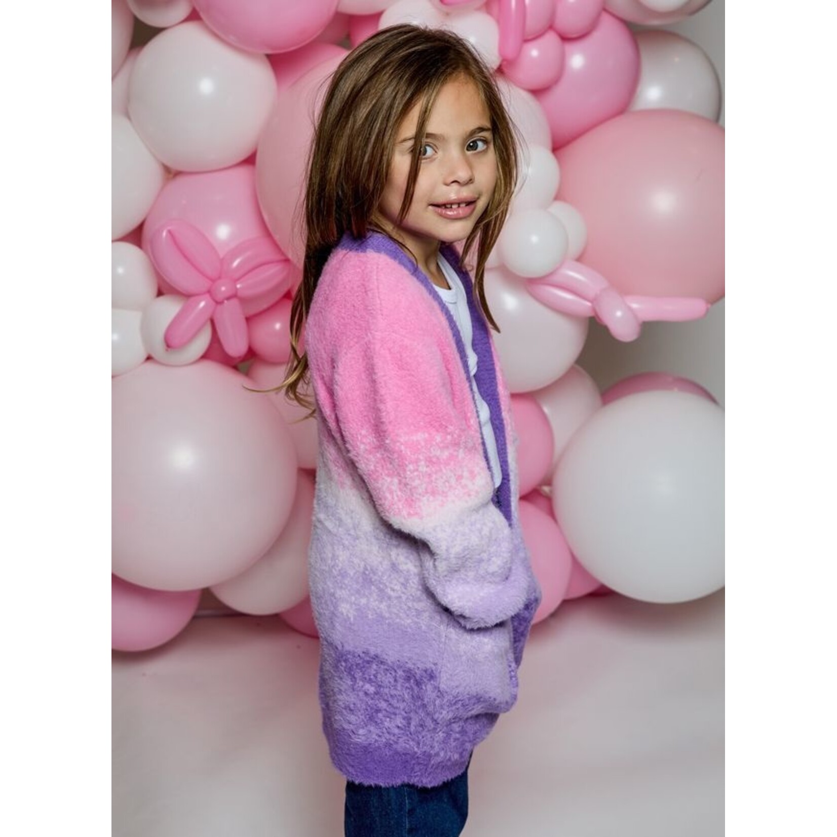 Design History Design History Snug Purple/Pink Combo L/S Cardigan