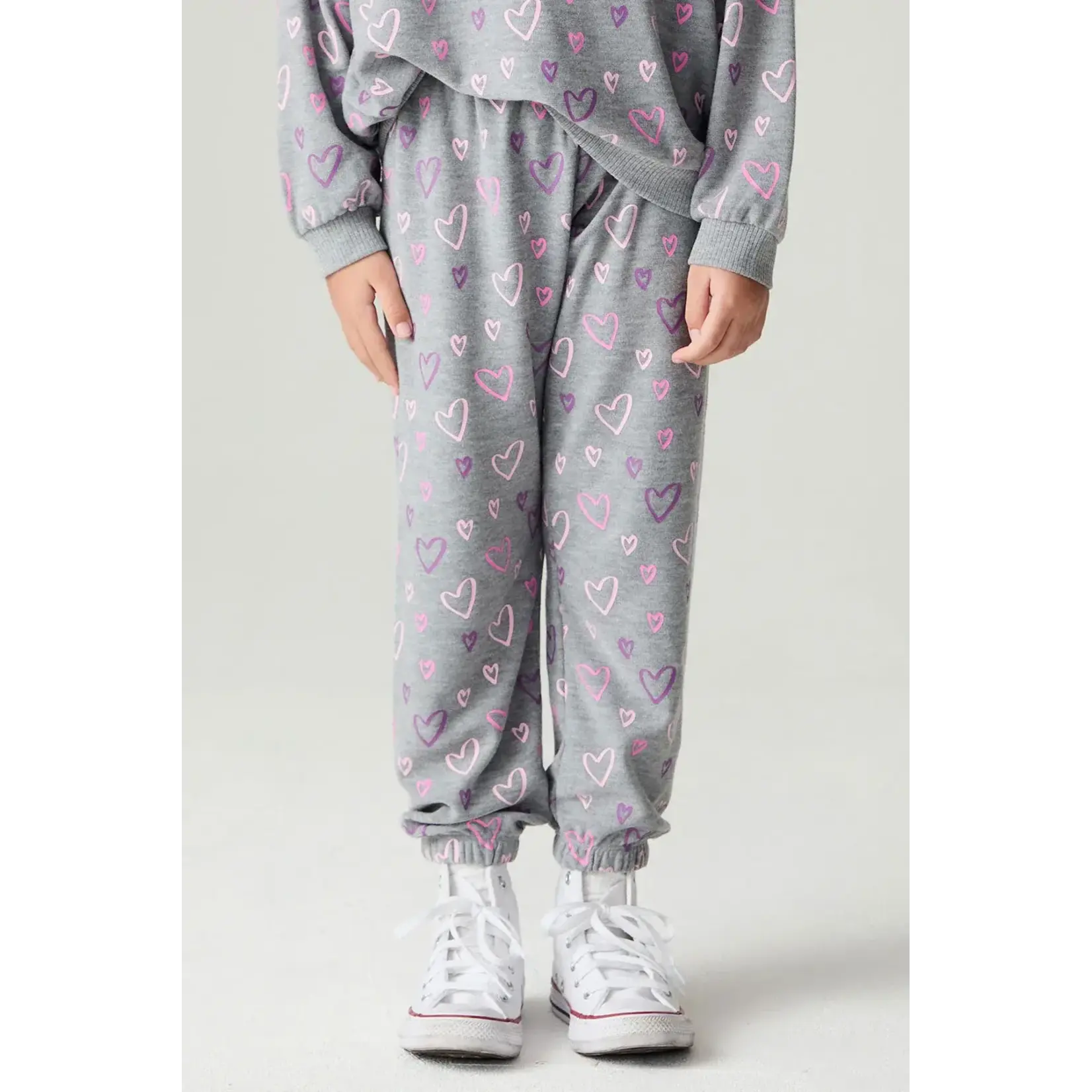 Chaser Chaser Heather Grey Bolt Hearts Pants