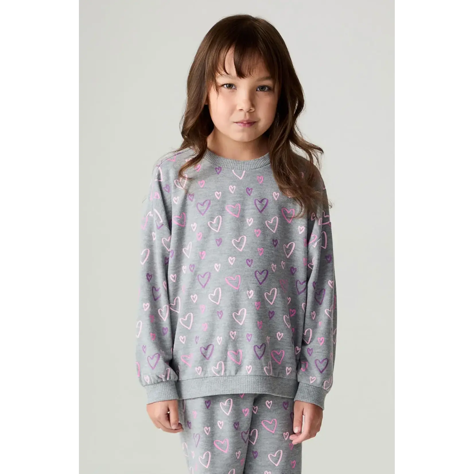 Chaser Chaser Heather Grey Bolt Heart L/S Top