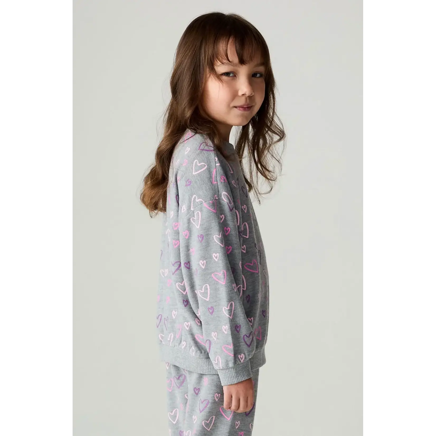 Chaser Chaser Heather Grey Bolt Heart L/S Top