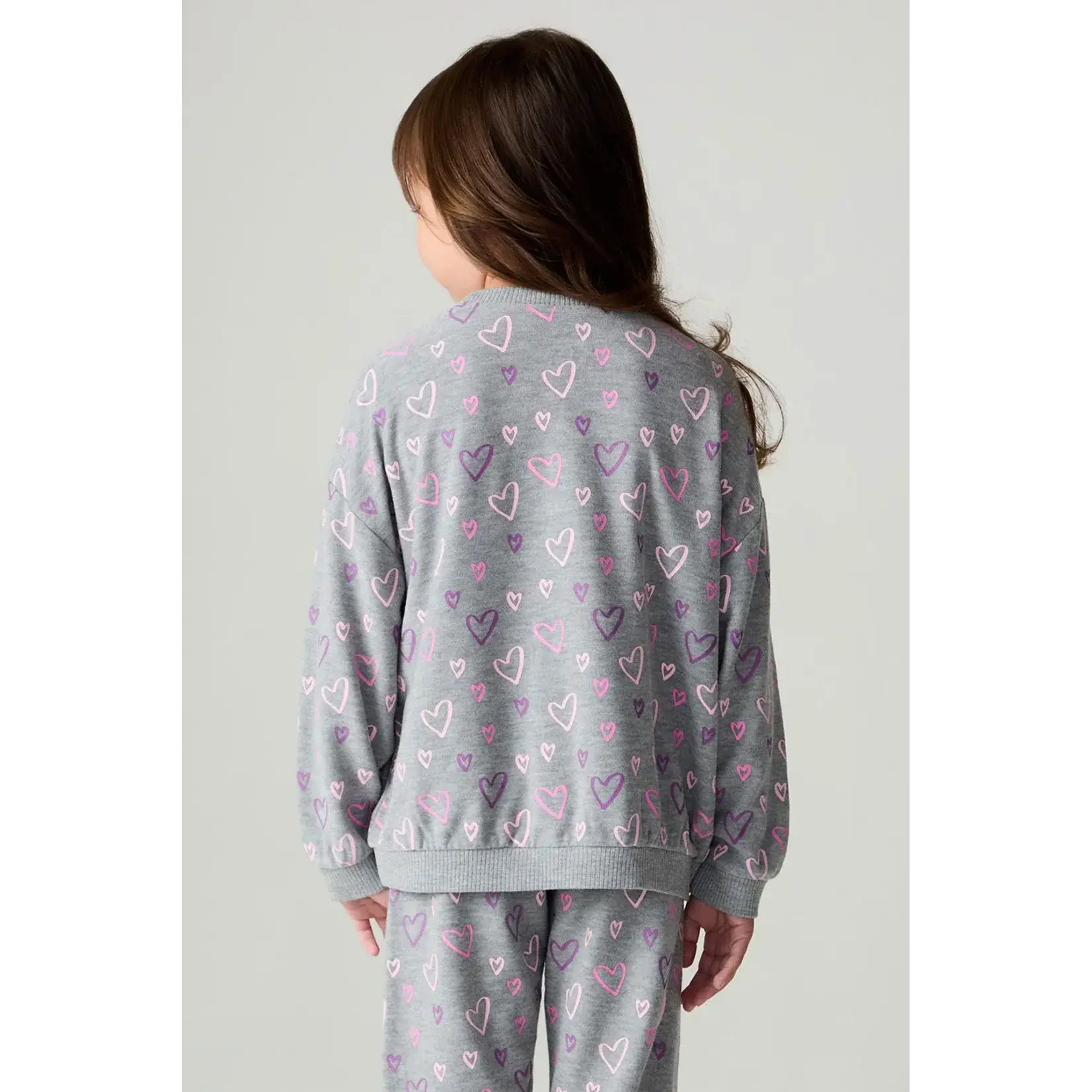 Chaser Chaser Heather Grey Bolt Heart L/S Top