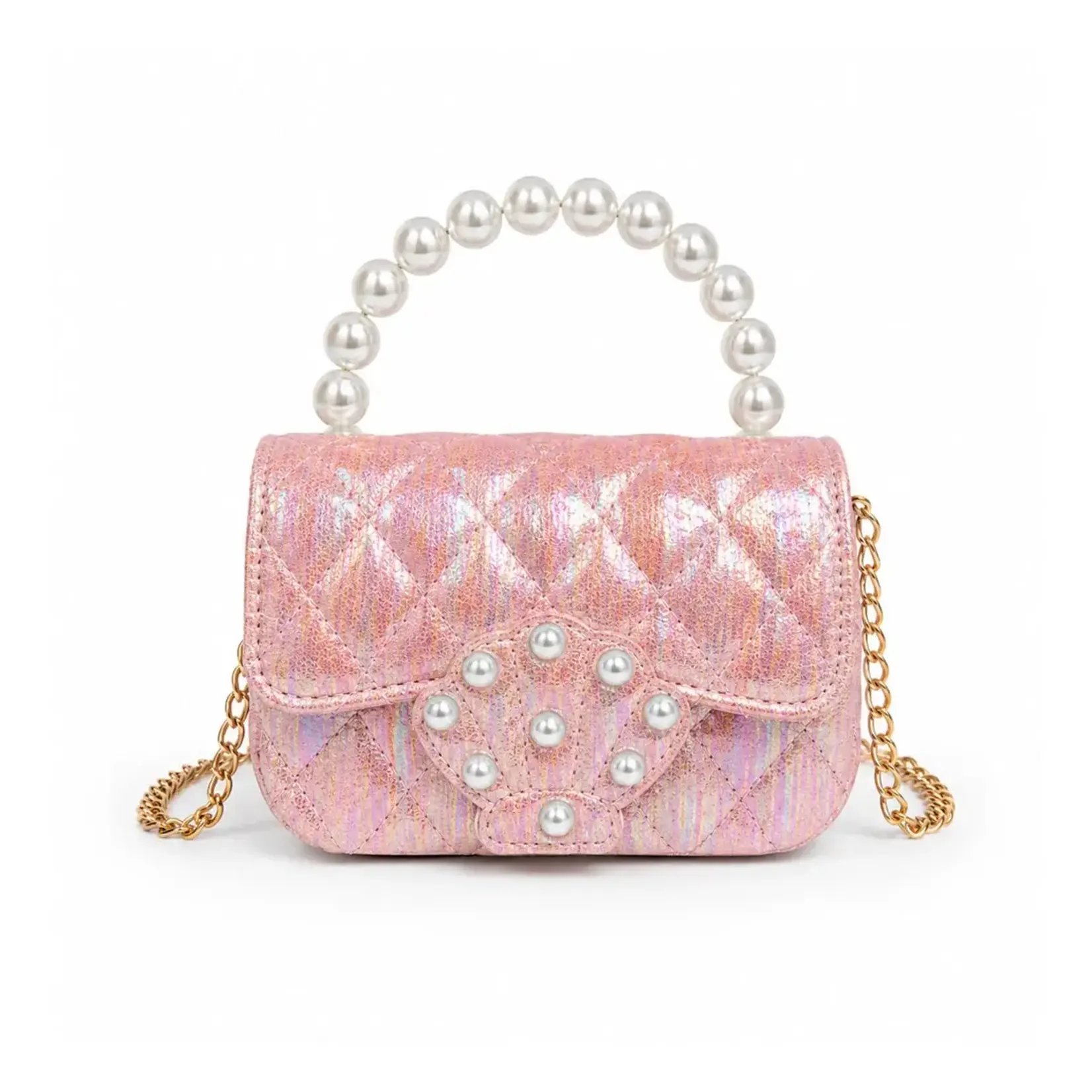 Zomi Gems Zomi Gems Pearl Handle Shell Quilted Kids Handbag