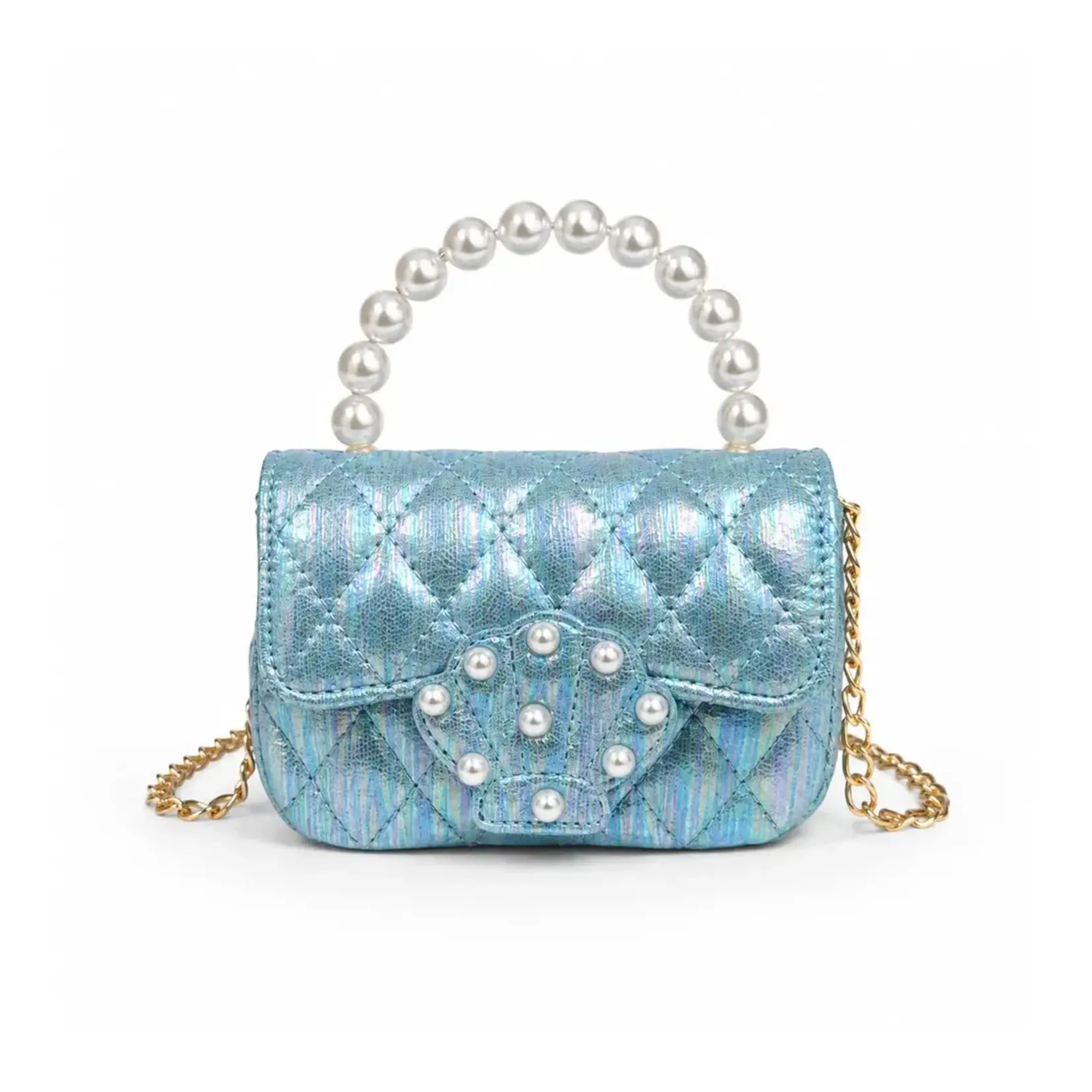 Zomi Gems Zomi Gems Pearl Handle Shell Quilted Kids Handbag
