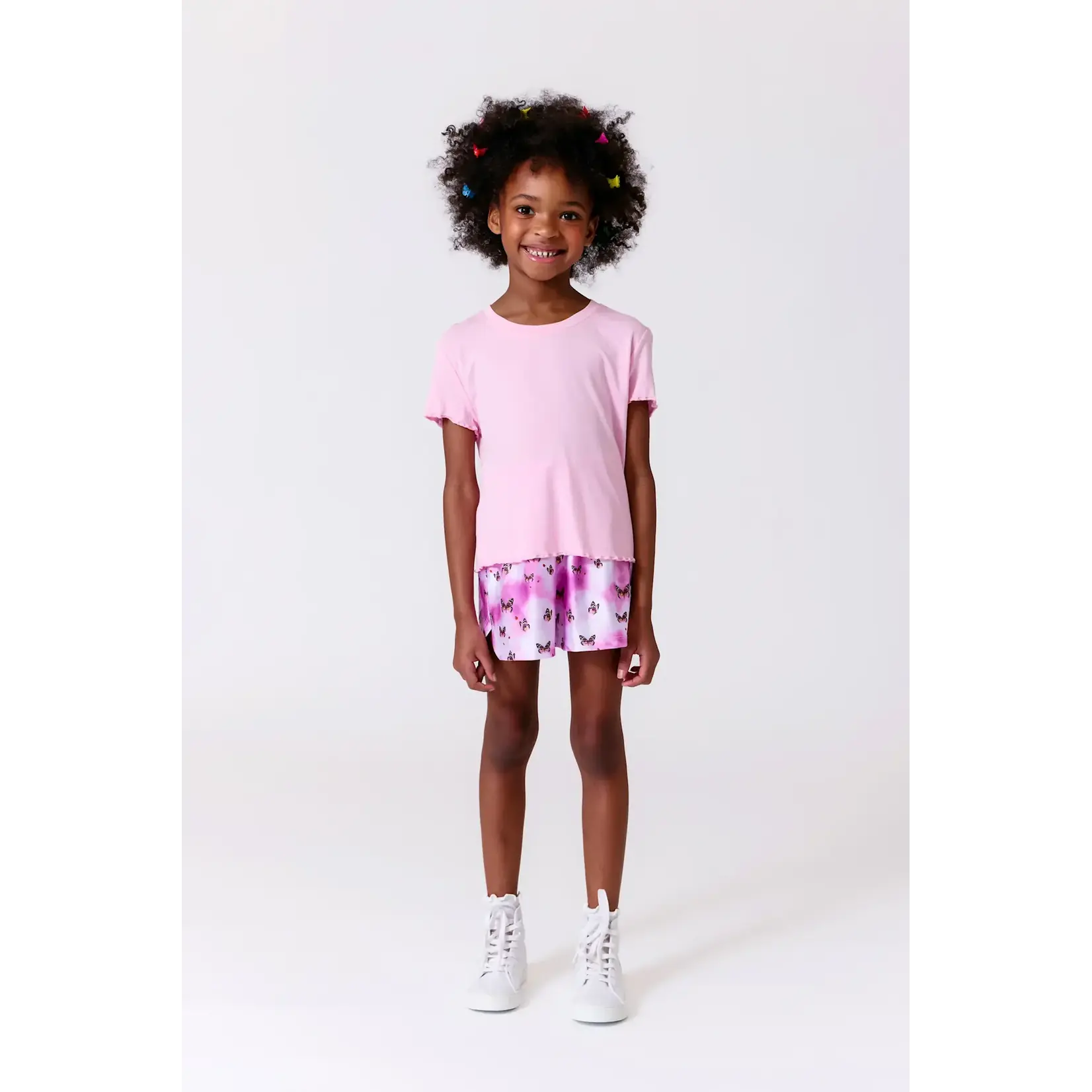 Terez Terez Baby Pink Girls S/S Lettuce Edge Tee