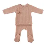 Oh Baby! Oh Baby Pale Pink Cable Knit Ruffle Kimono Set
