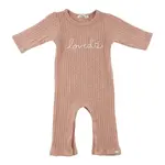 Oh Baby! Oh Baby Pale Pink "Loved" Cable Knit Camden Romper