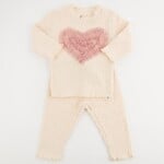 Oh Baby! Oh Baby Natural Ruffle Heart Applique Mock Neck 2pc Set