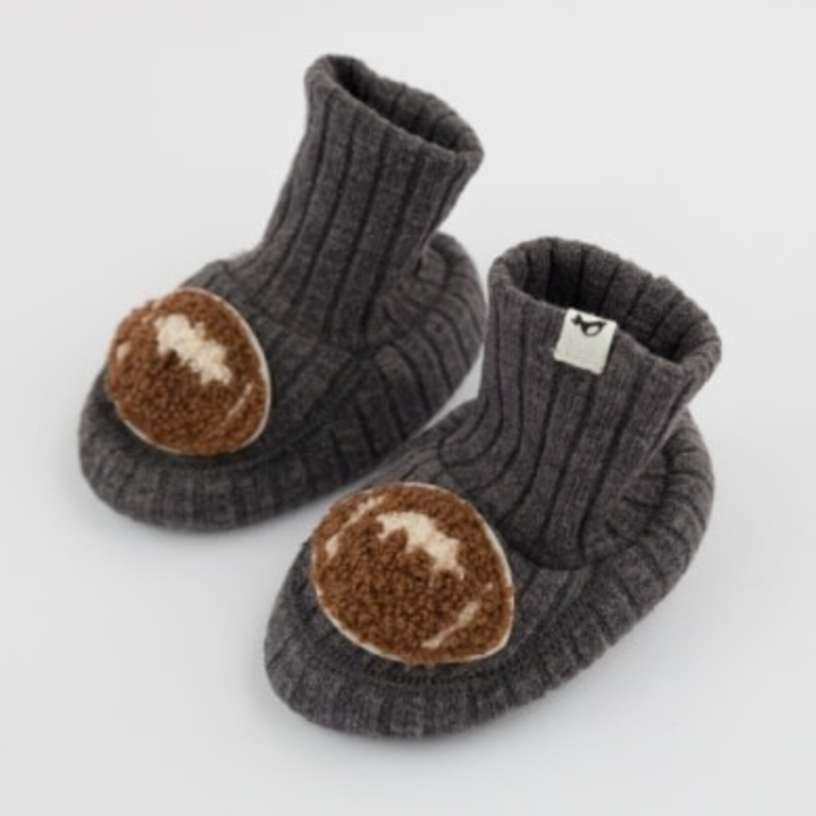 Oh Baby! Oh Baby Charcoal With Football Chenille Patch Booties