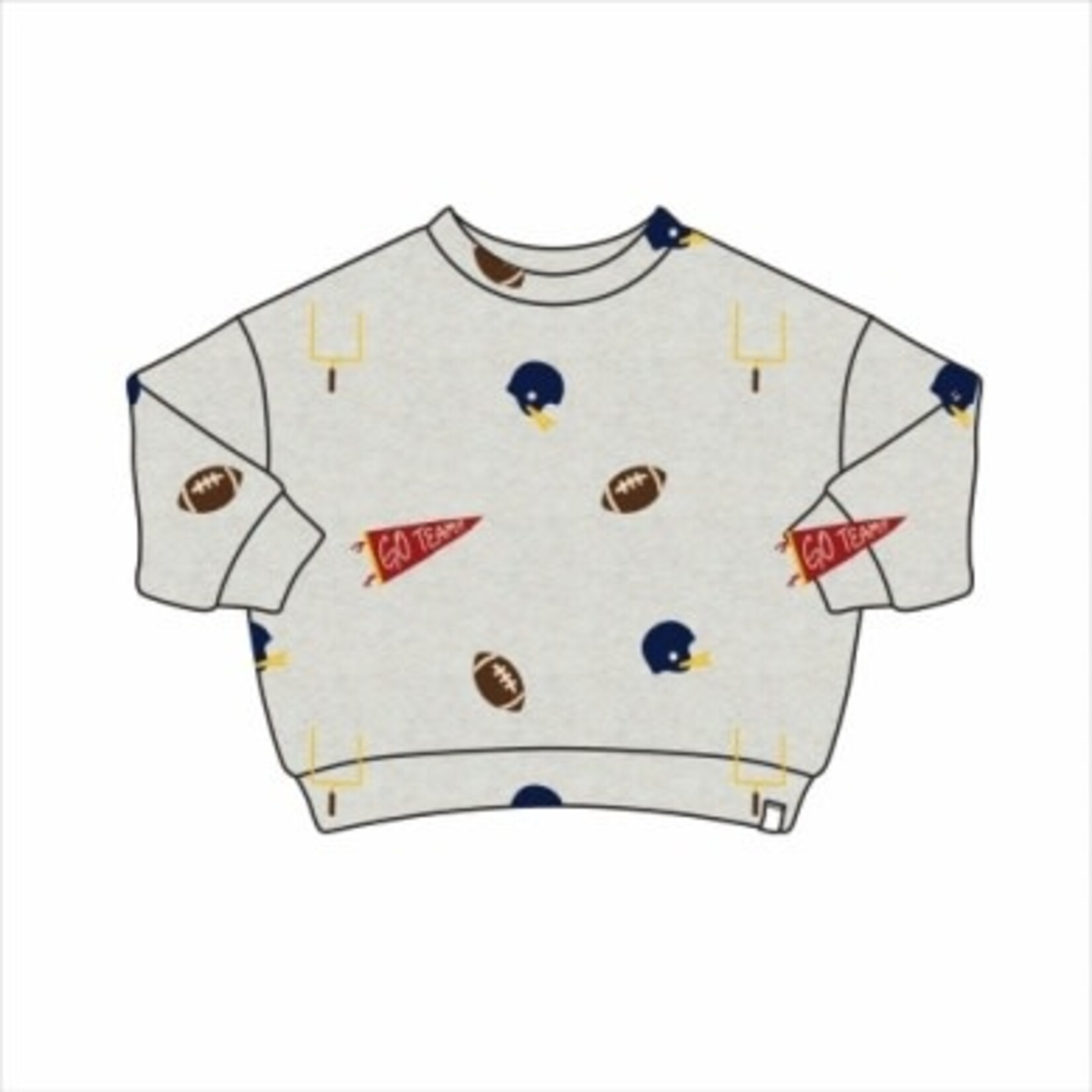 Oh Baby! Oh Baby Heather Gray Football Aop Brooklyn Boxy Sweatshirt