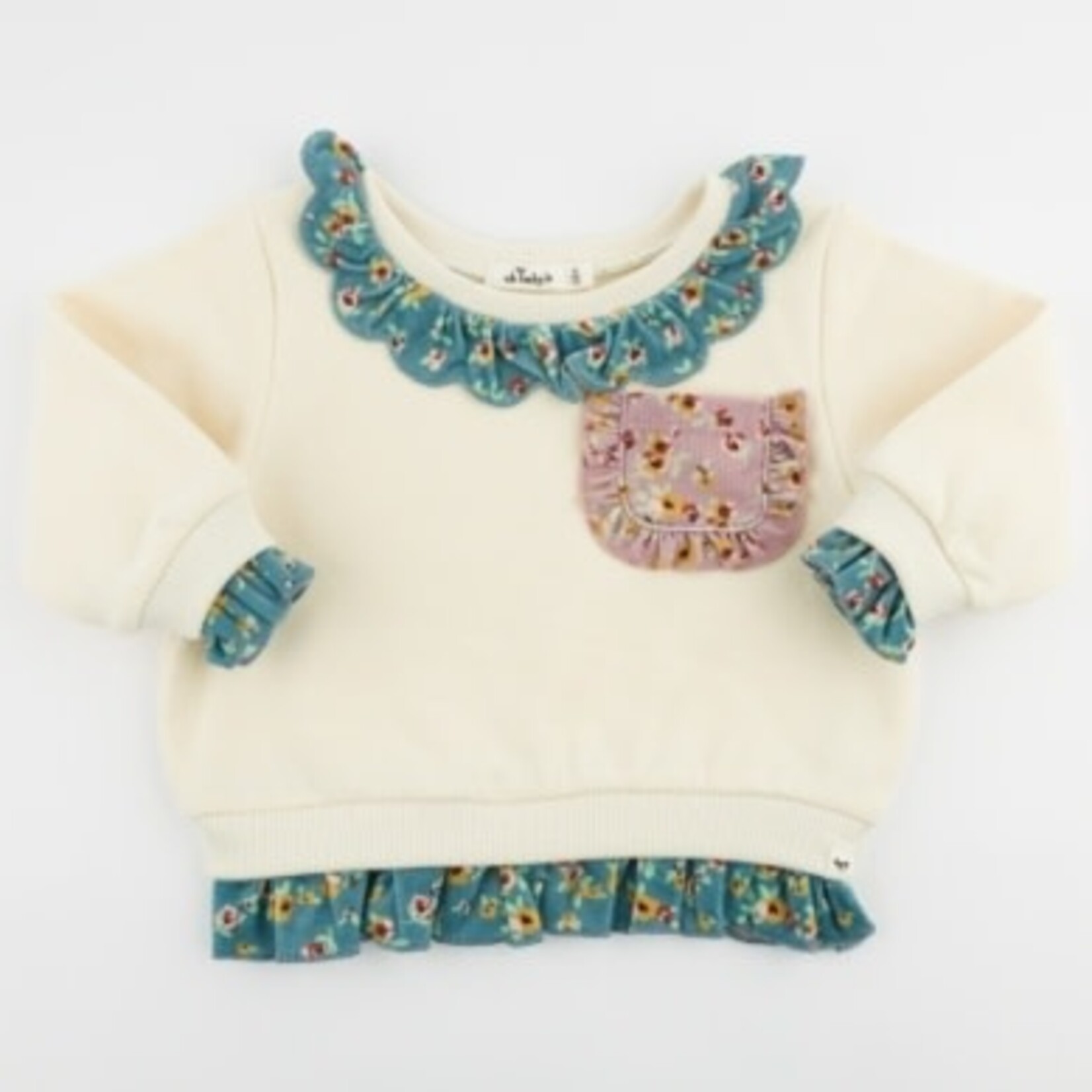Oh Baby! Oh Baby Sugar Cookie Harvest Bloom Pocket Ruffle Hannah Sweatshirt