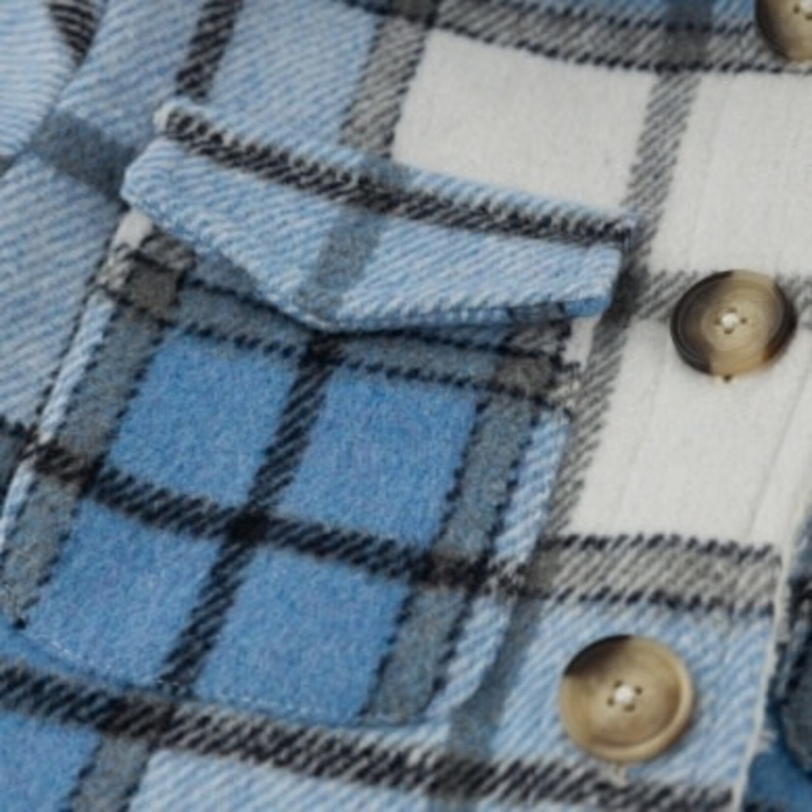 Oh Baby! Oh Baby Dusty Blue Plaid Snowdrift Lining Shacket
