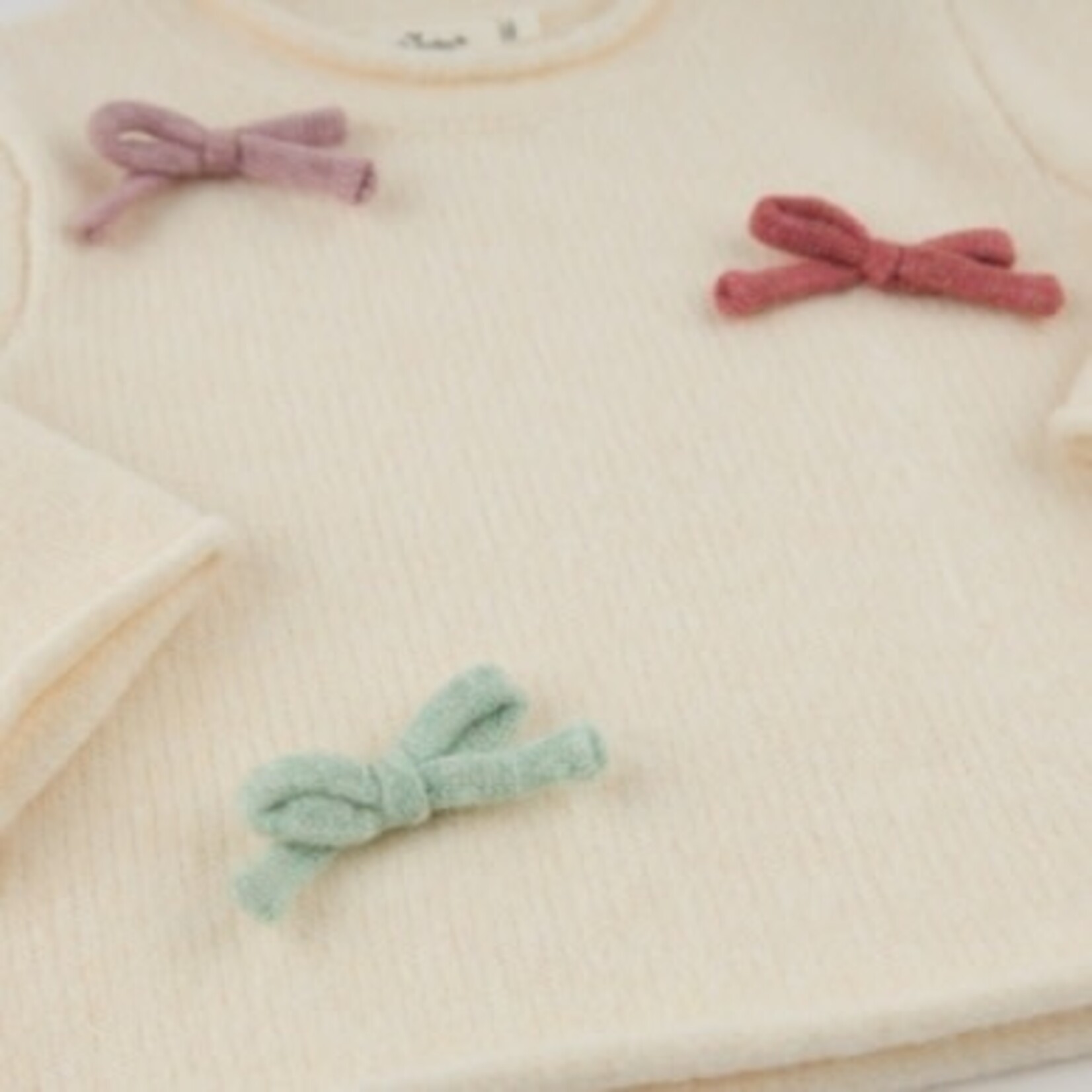 Oh Baby! Oh Baby Cream Multi Bow Roll Edge Sweater