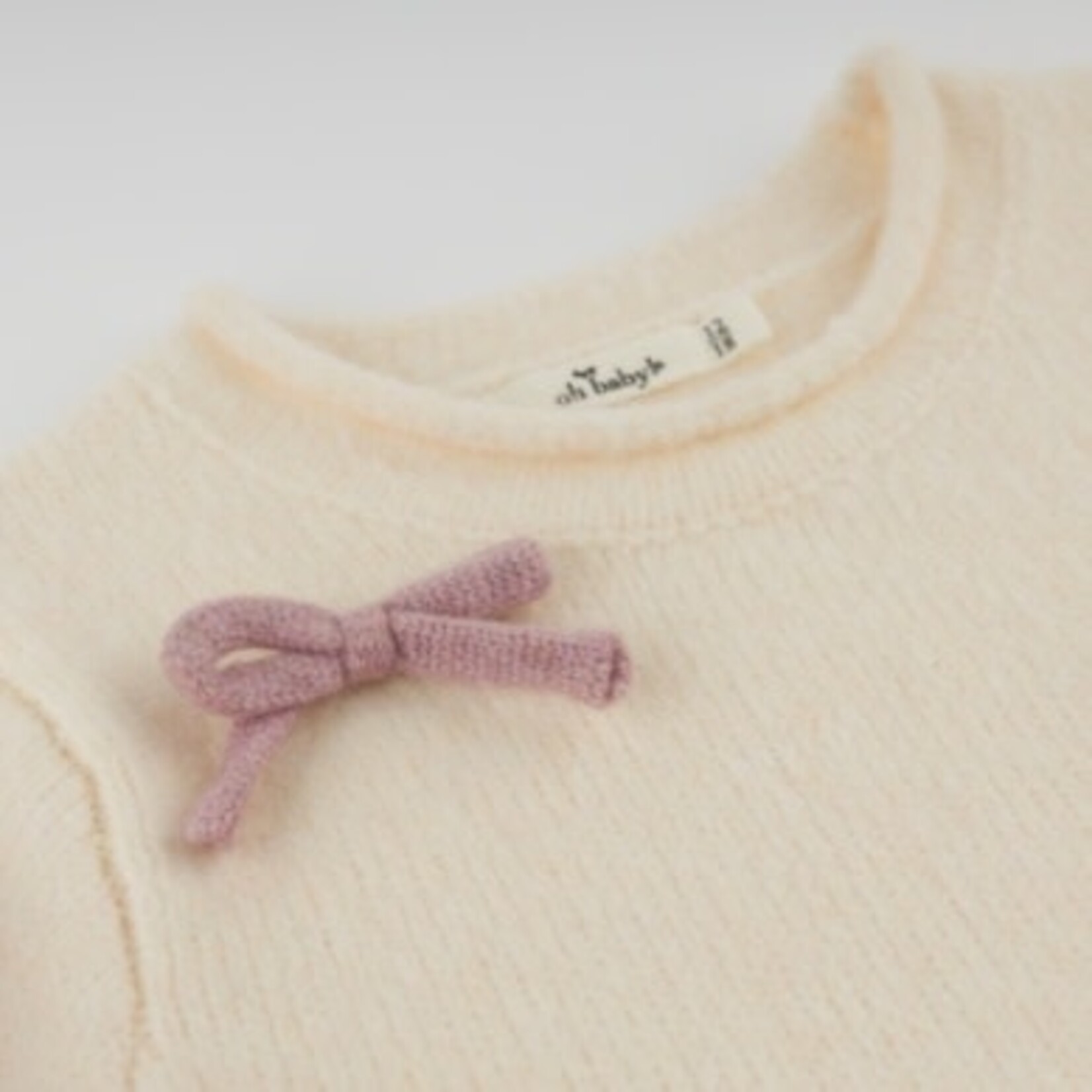 Oh Baby! Oh Baby Cream Multi Bow Roll Edge Sweater