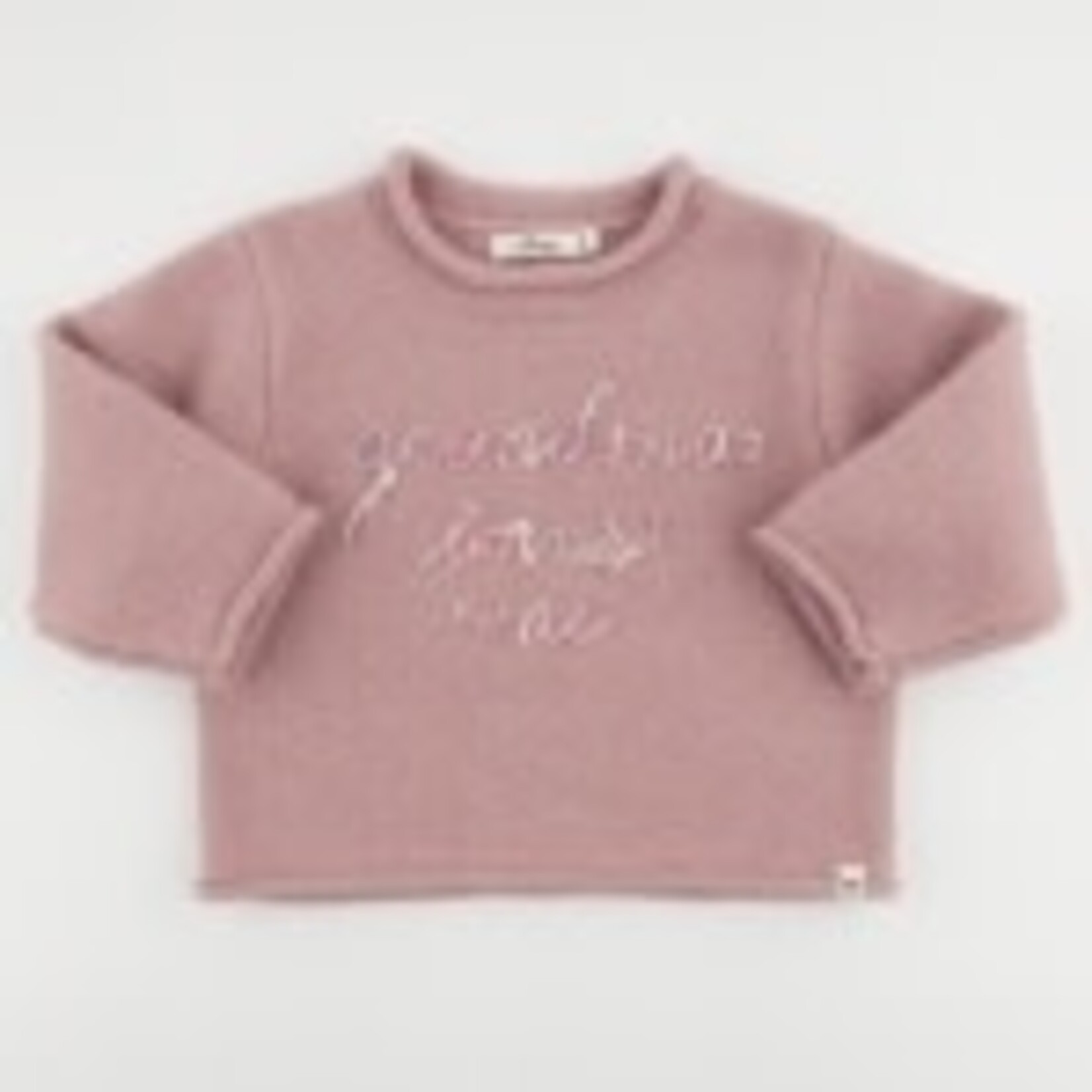 Oh Baby! Oh Baby Dusty Pink Grandma Loves Me Roll Edge Sweater