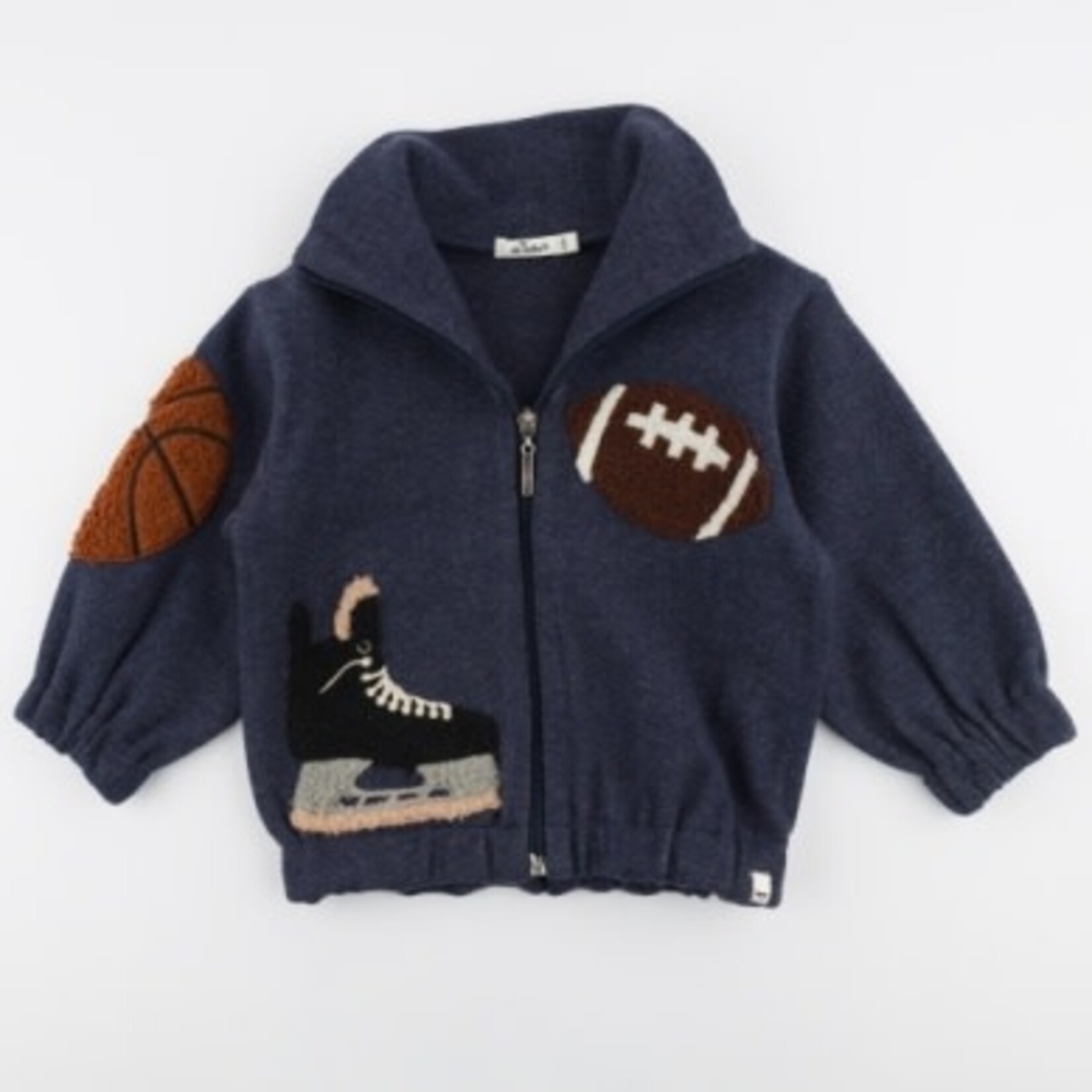 Oh Baby! Oh Baby Navy Heather Sports Applique Felt Tahoe Jacket