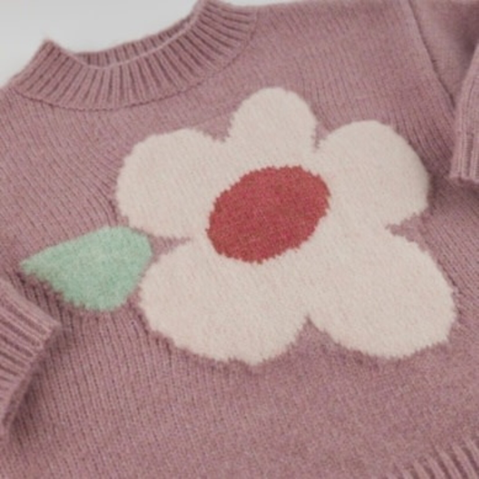 Oh Baby! Oh Baby Dusty Pink Daisy Grandpa Knitted Sweater