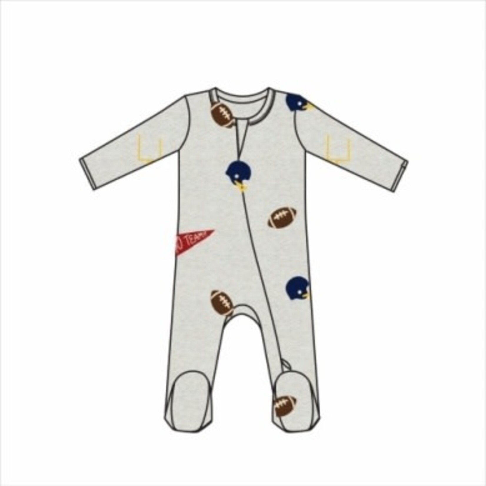 Oh Baby! Oh Baby Heather Gray Football All Over Print Footie