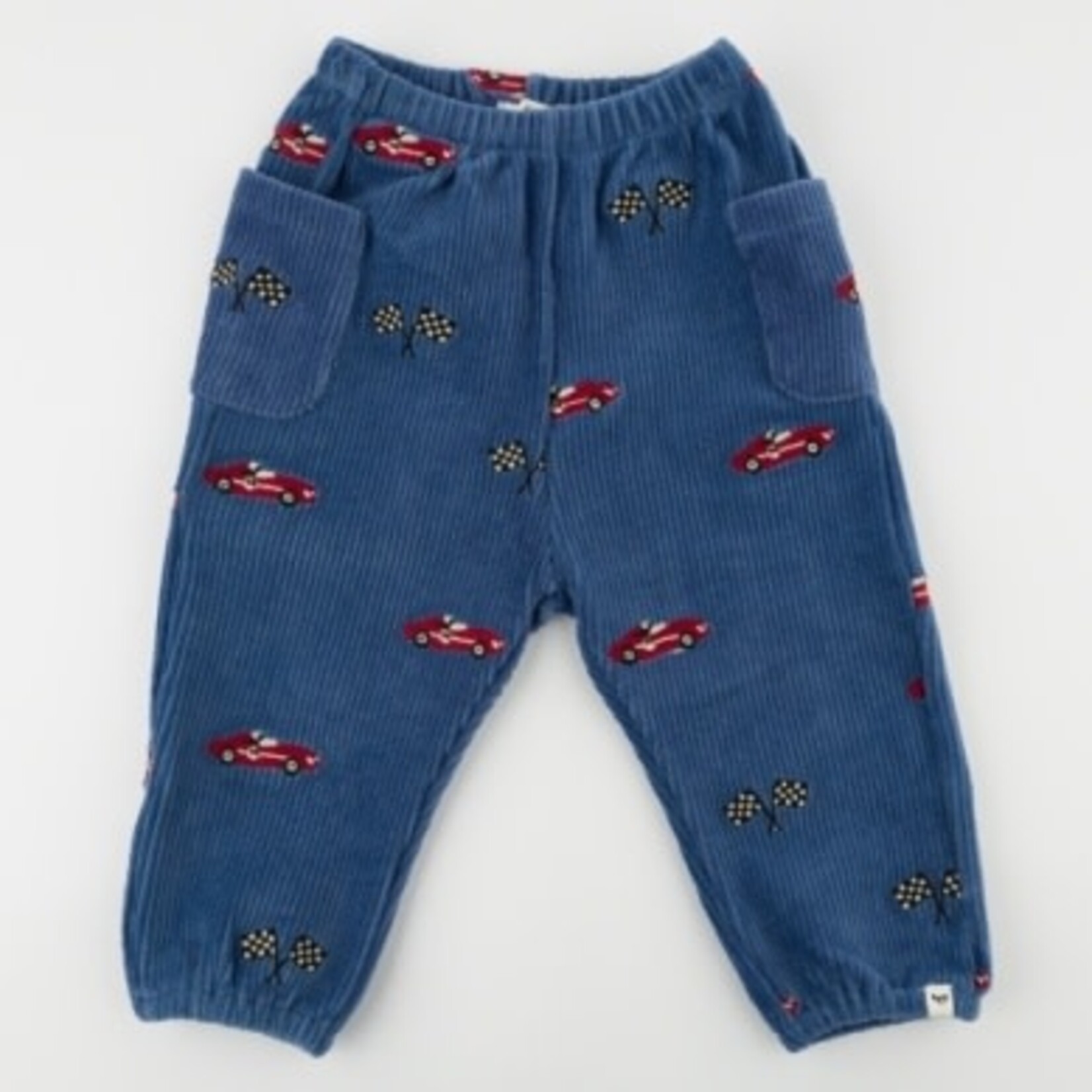 Oh Baby! Oh Baby Denim Racecar With Flags Embroidered Pocket Pant