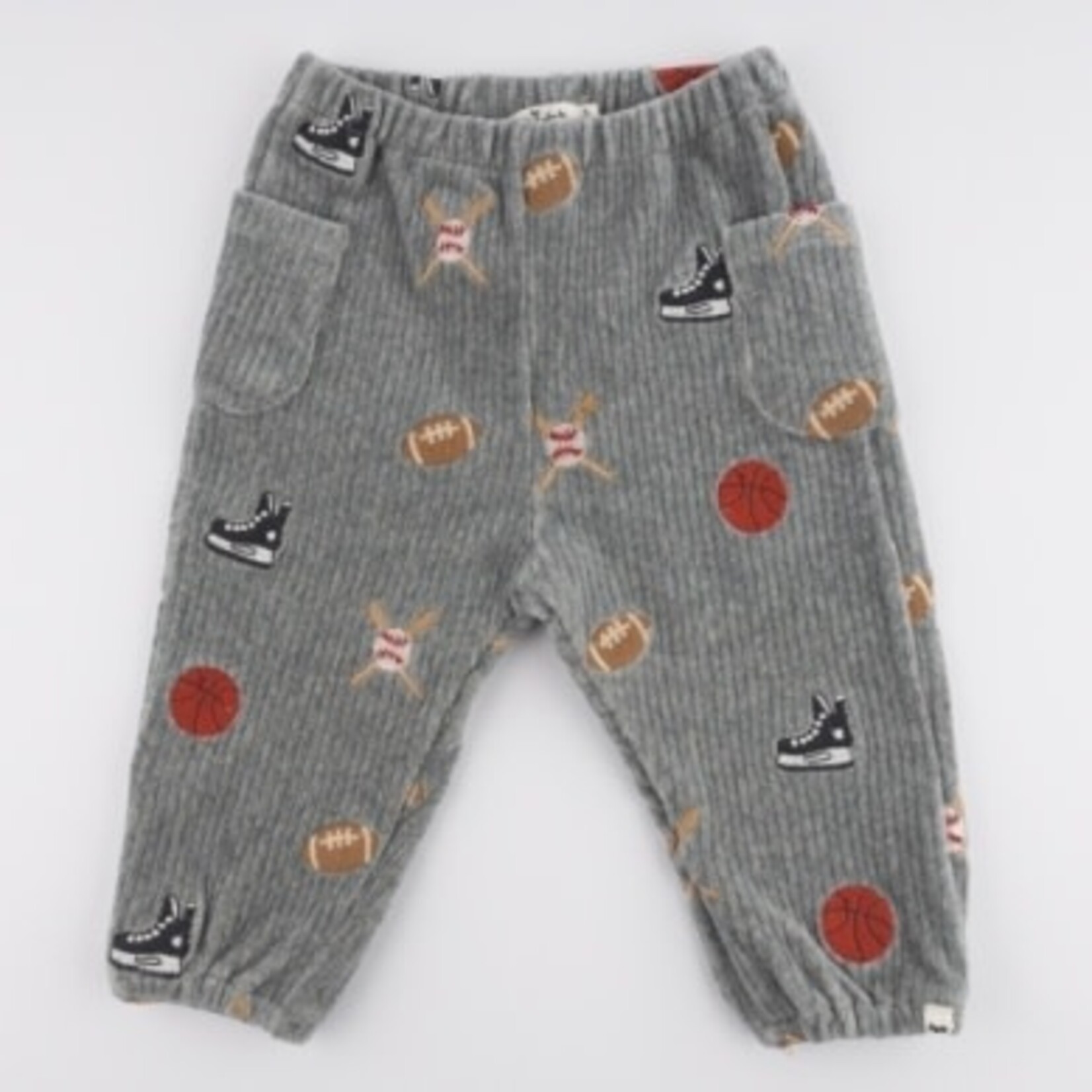 Oh Baby! Oh Baby Heather Gray Sports Embroidered Side Pocket Pant
