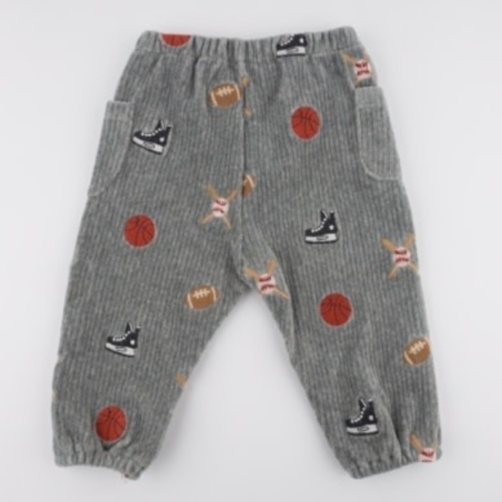 Oh Baby! Oh Baby Heather Gray Sports Embroidered Side Pocket Pant