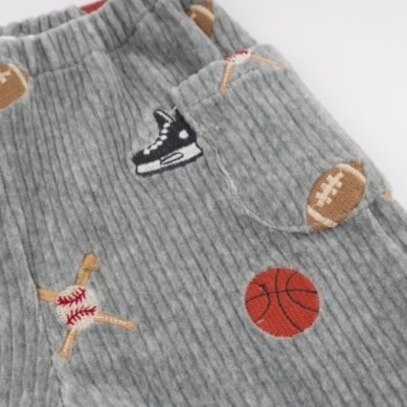 Oh Baby! Oh Baby Heather Gray Sports Embroidered Side Pocket Pant