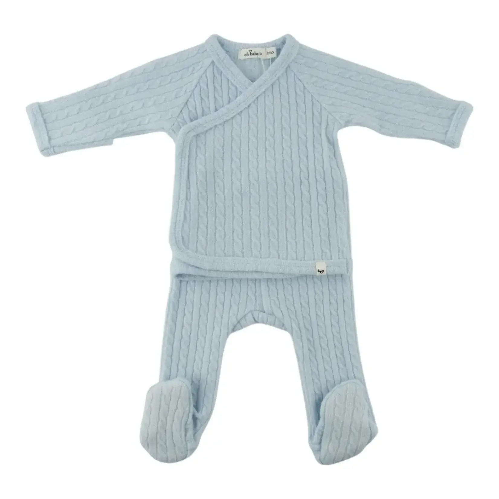 Oh Baby! Oh Baby Sky Blue Cable Knit Kimono Set