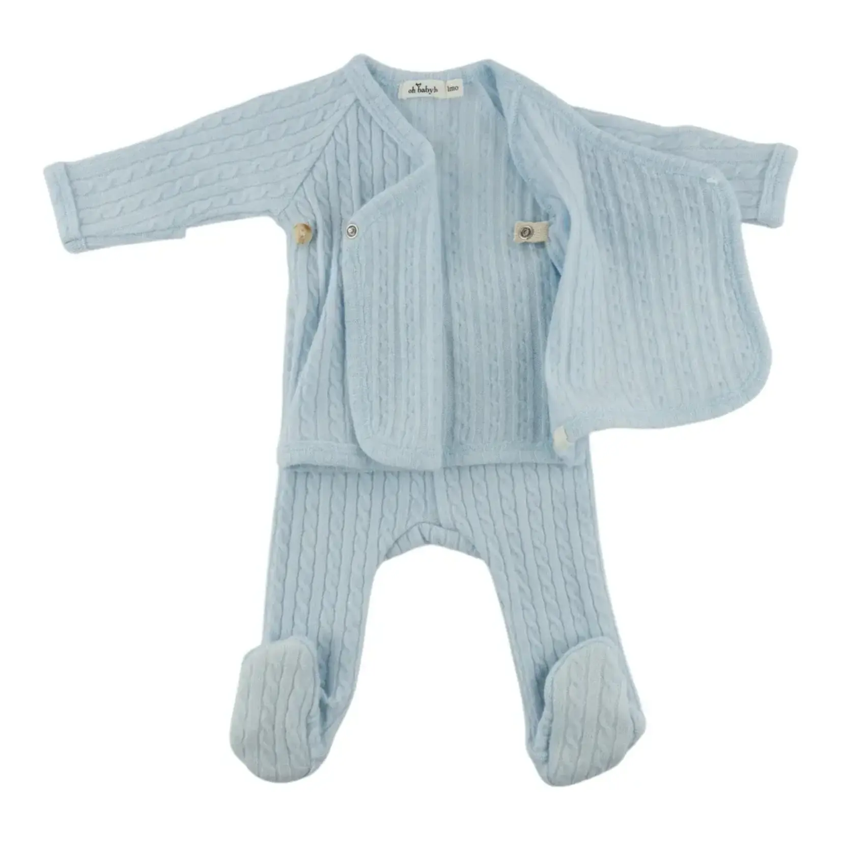 Oh Baby! Oh Baby Sky Blue Cable Knit Kimono Set