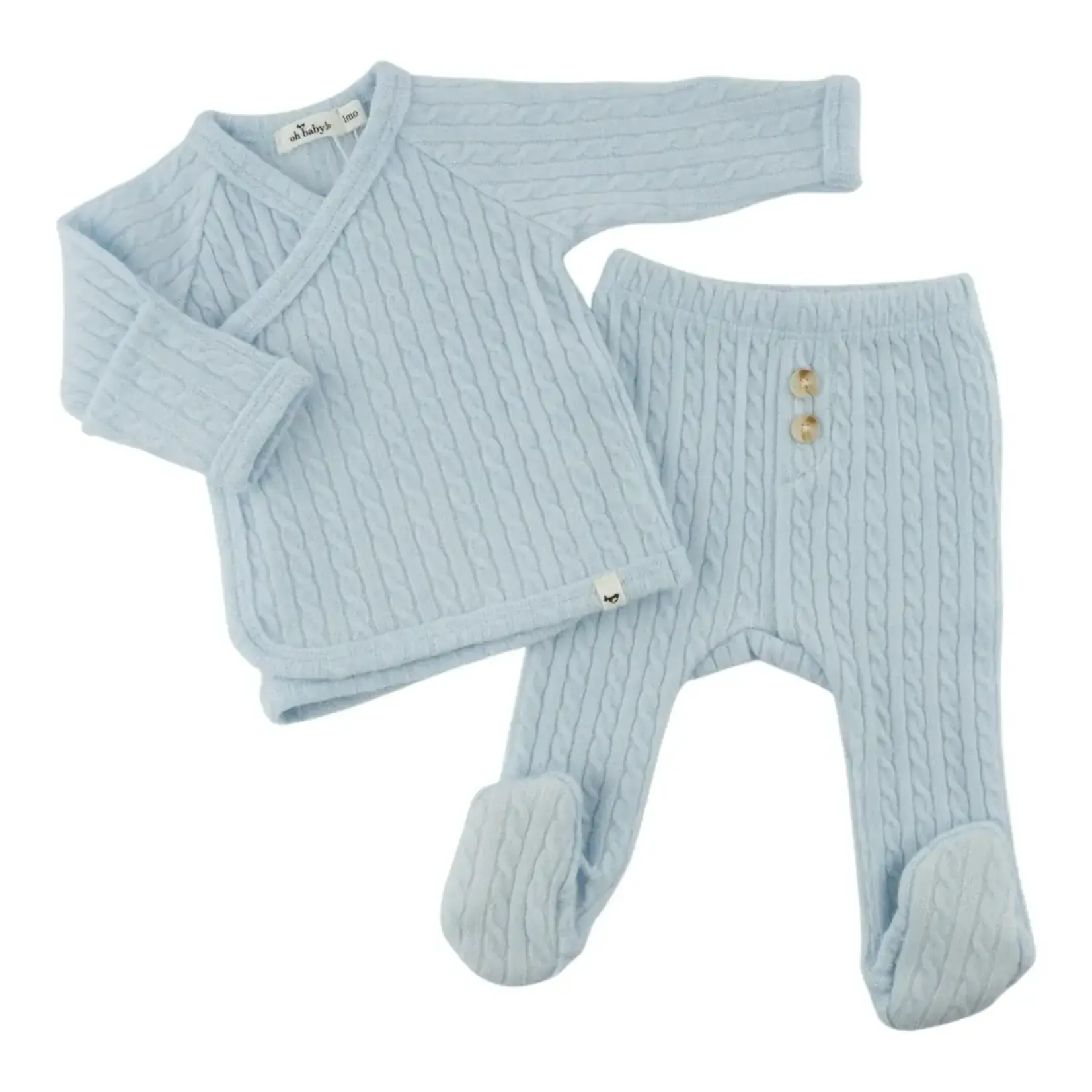 Oh Baby! Oh Baby Sky Blue Cable Knit Kimono Set