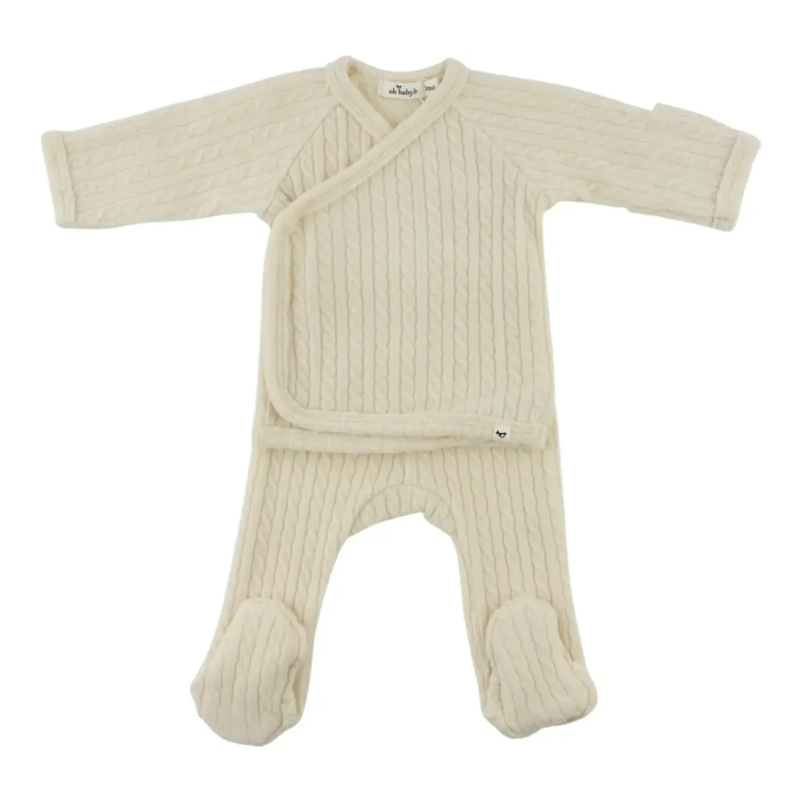 Oh Baby! Oh Baby Natural Cable Knit Kimono Set