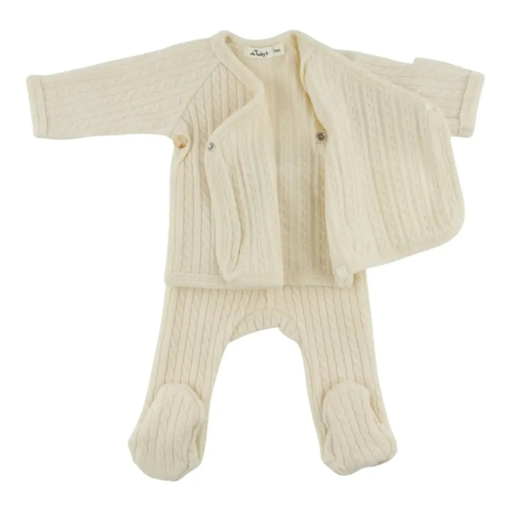 Oh Baby! Oh Baby Natural Cable Knit Kimono Set
