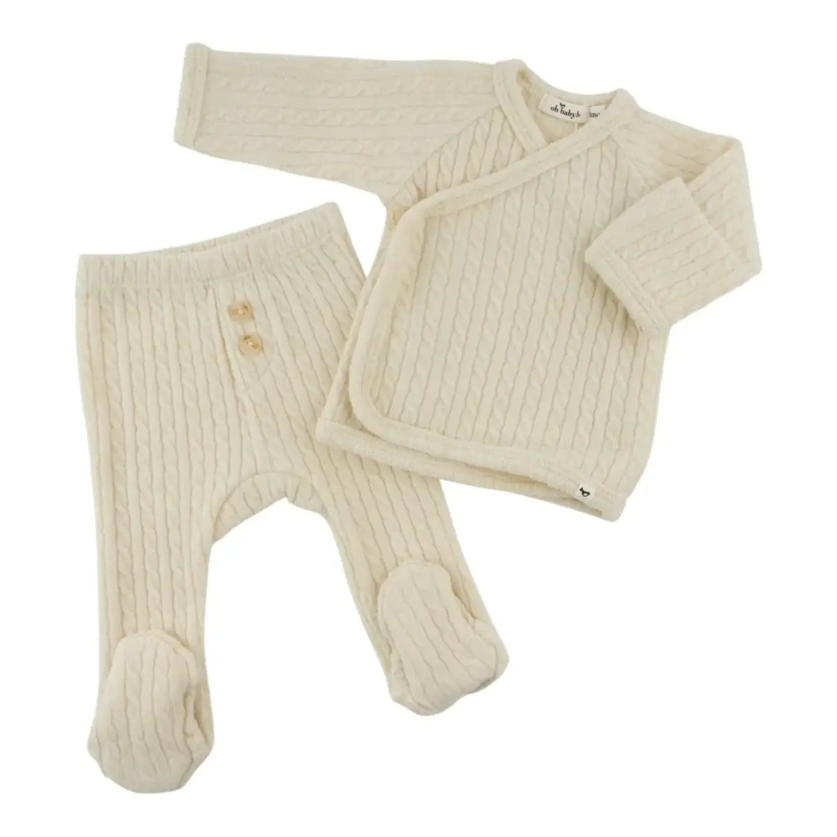 Oh Baby! Oh Baby Natural Cable Knit Kimono Set