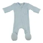 Oh Baby! Oh Baby Sky Blue Cable Knit Pocket Zipper Footie