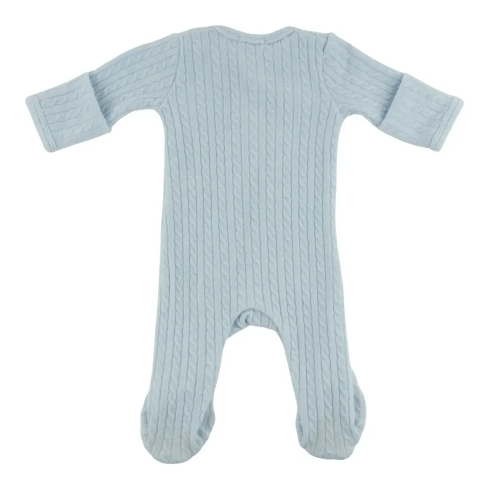 Oh Baby! Oh Baby Sky Blue Cable Knit Pocket Zipper Footie