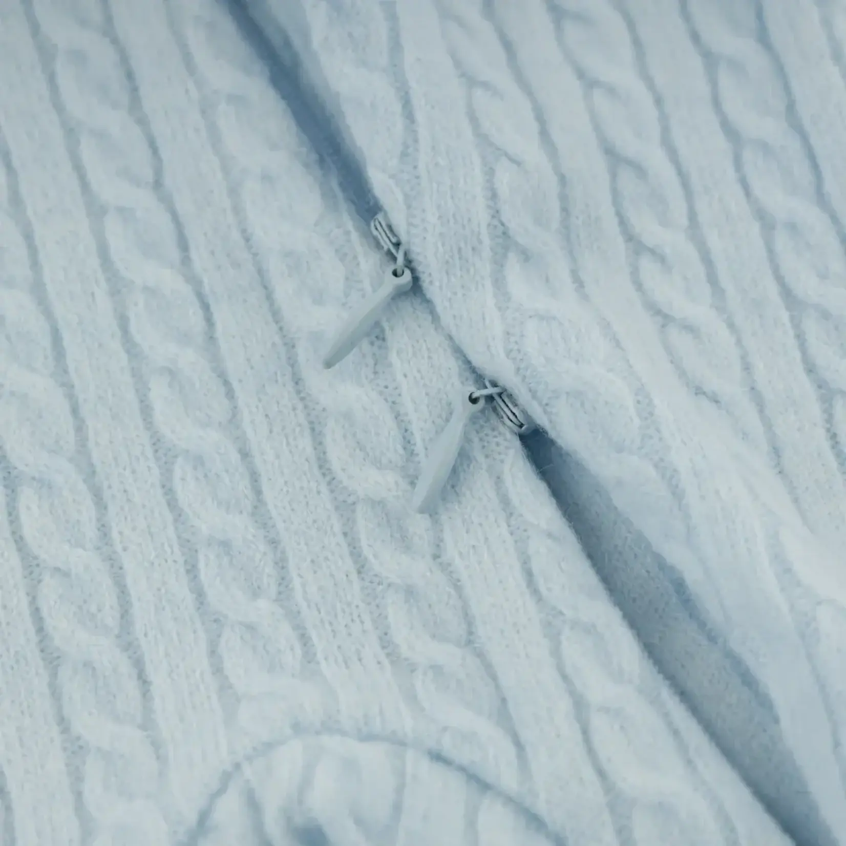 Oh Baby! Oh Baby Sky Blue Cable Knit Pocket Zipper Footie
