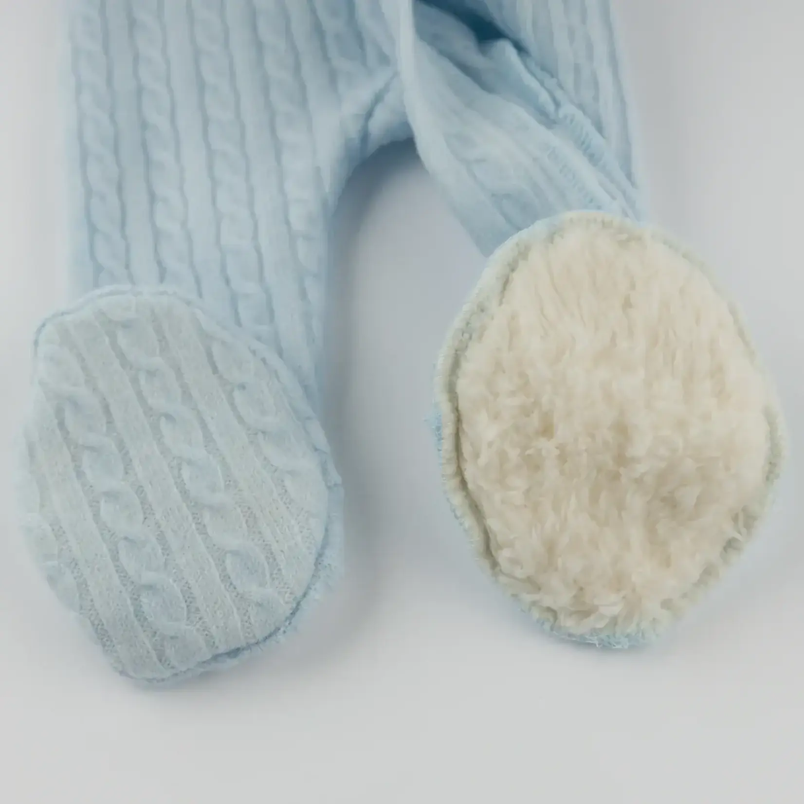 Oh Baby! Oh Baby Sky Blue Cable Knit Pocket Zipper Footie