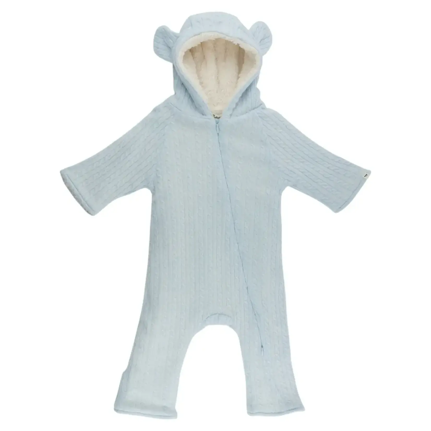 Oh Baby! Oh Baby Sky Blue Cable Knit Teddy Bunting
