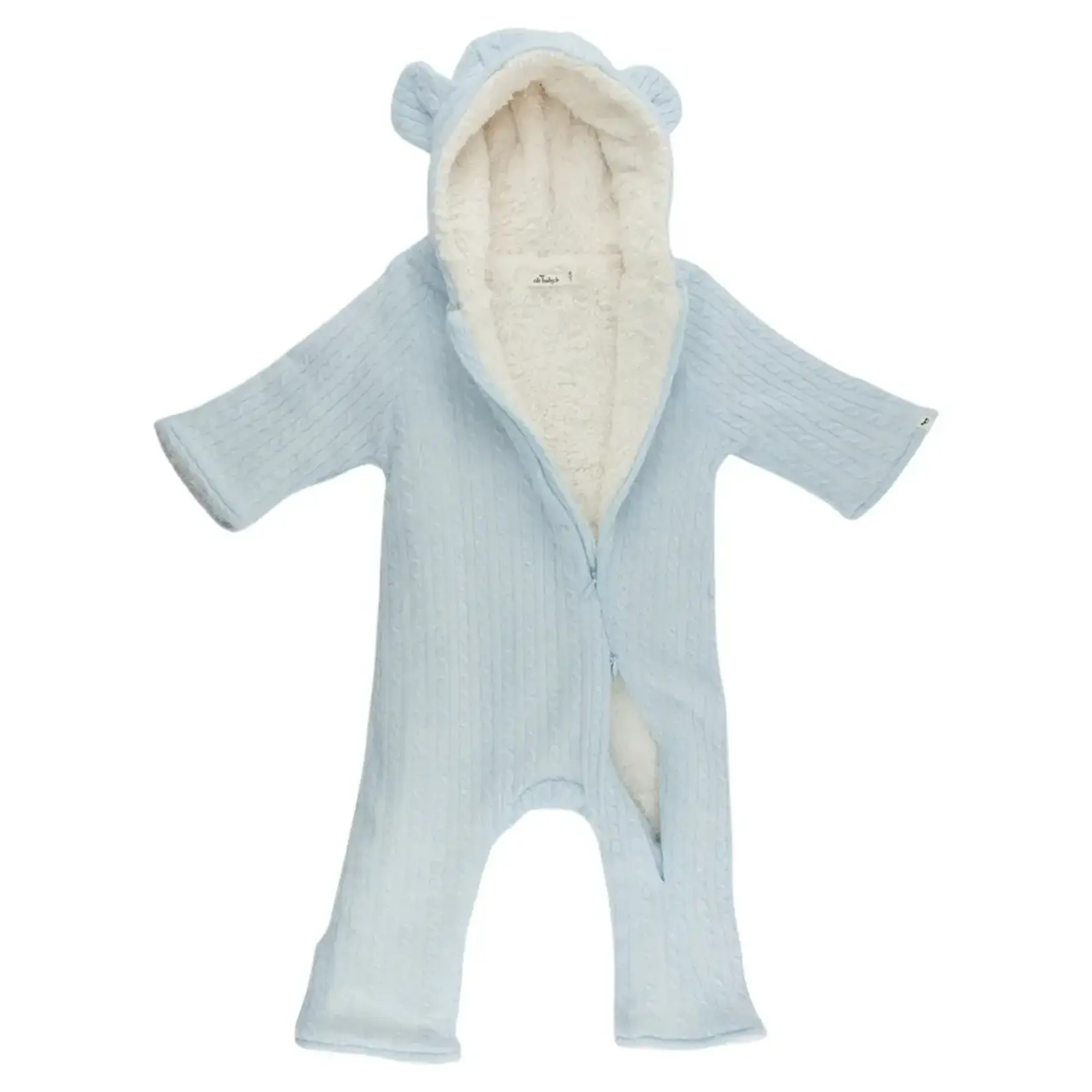 Oh Baby! Oh Baby Sky Blue Cable Knit Teddy Bunting