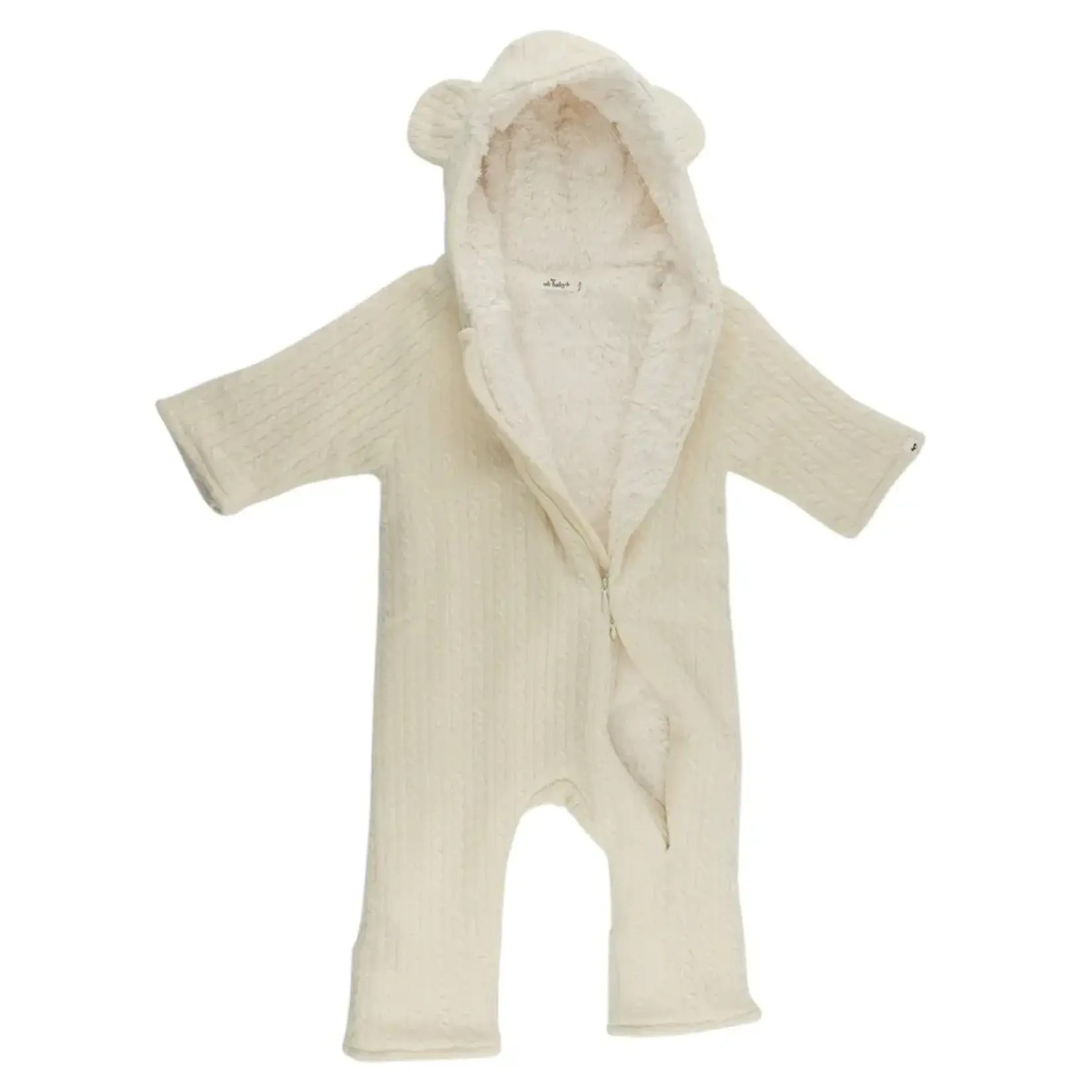 Oh Baby! Oh Baby Natural Cable Knit Teddy Bunting