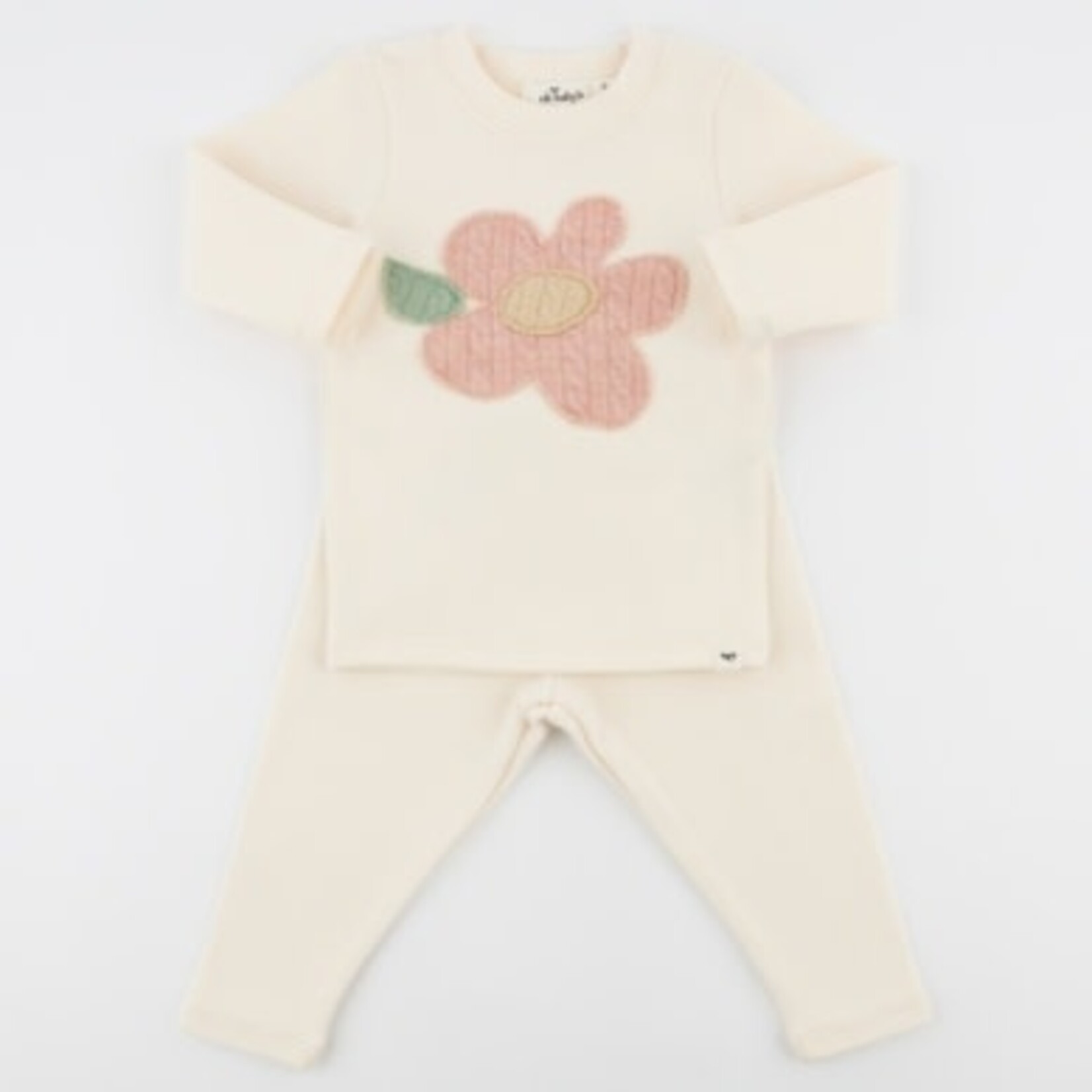 Oh Baby! Oh Baby Sugar Cookie Pale Pink Cable Daisy Applique 2pc Set