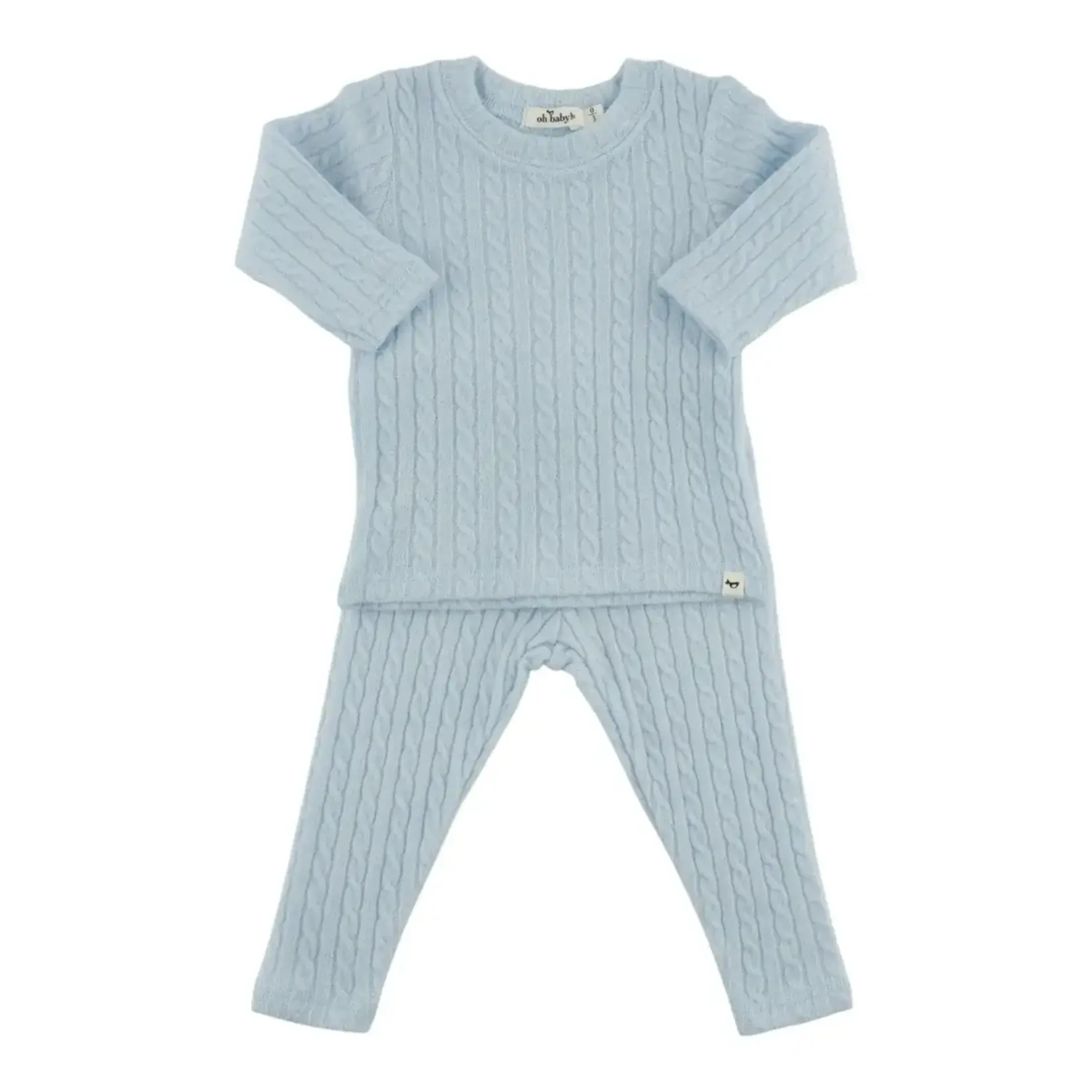 Oh Baby! Oh Baby Sky Blue Cable Knit 2pc Set