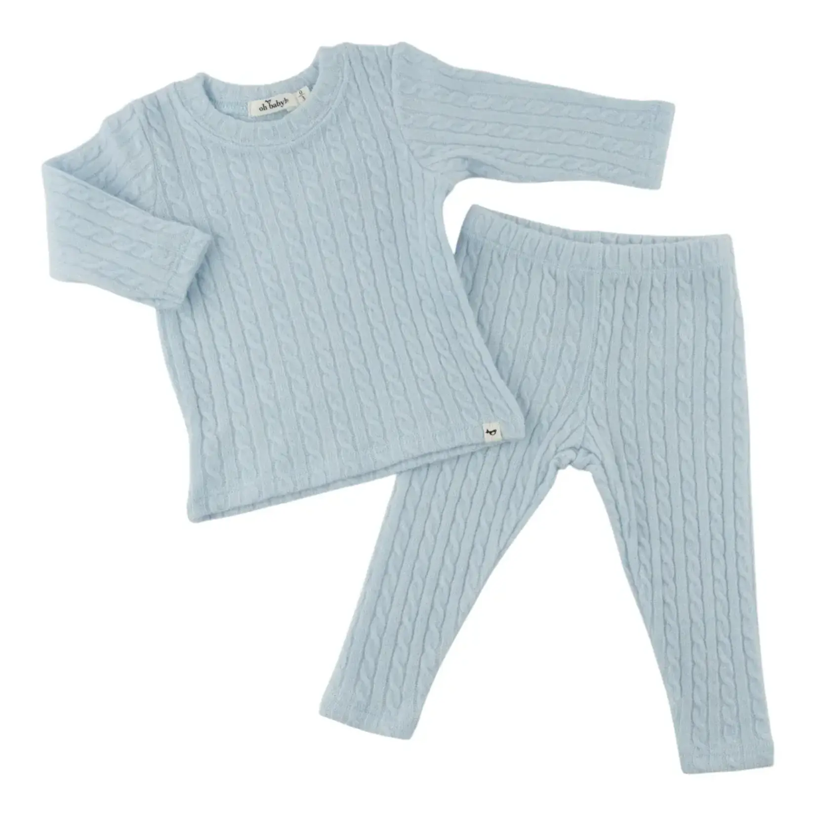 Oh Baby! Oh Baby Sky Blue Cable Knit 2pc Set