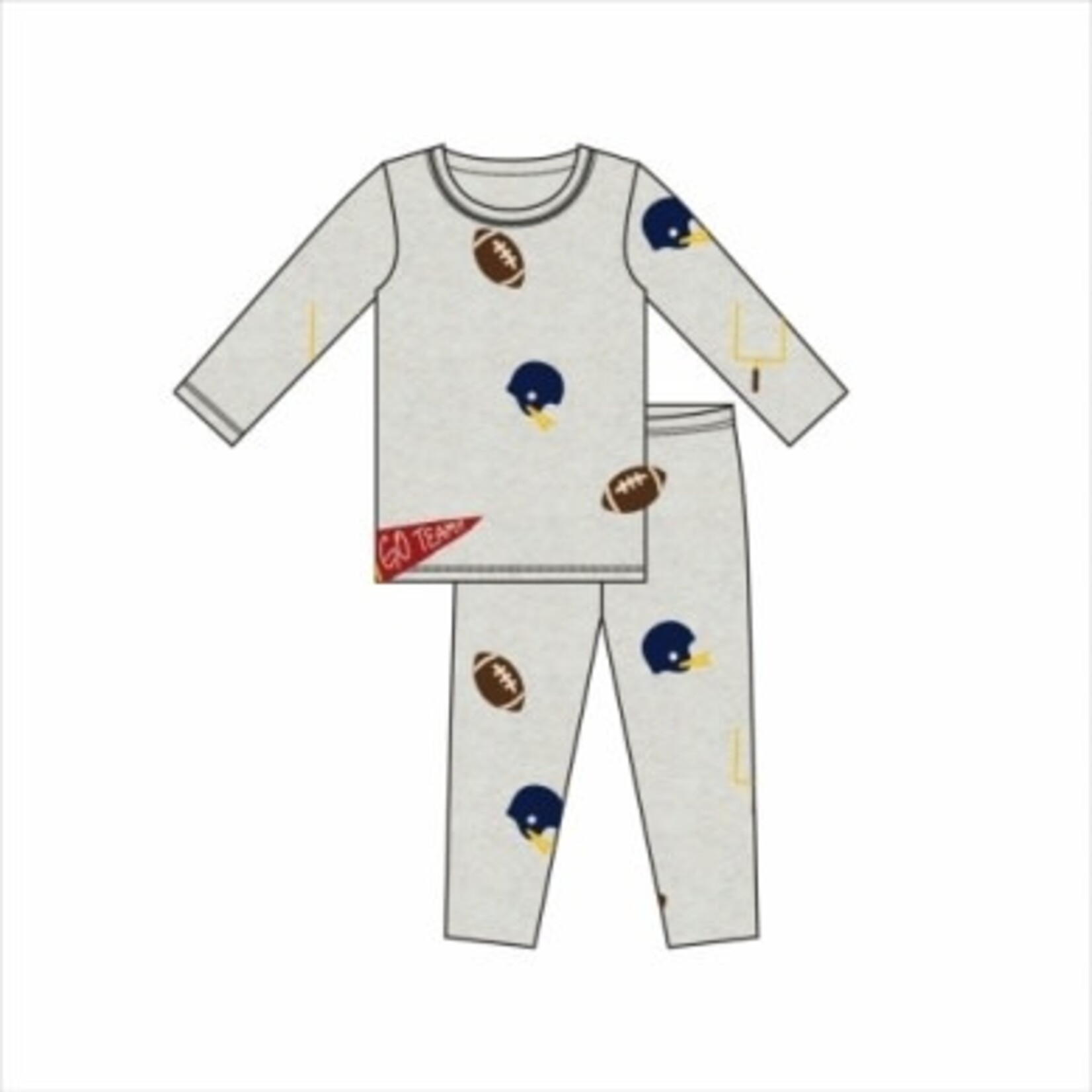 Oh Baby! Oh Baby Heather Gray Football All Over Print 2pc Set