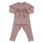 Oh Baby! Oh Baby Dusty Lilac Harvest Bloom Ruffle Bow Mock Neck 2pc Set