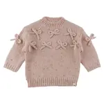Oh Baby! Oh Baby Pale Pink Speckle Diamond Cable Bows Knitted Sweater