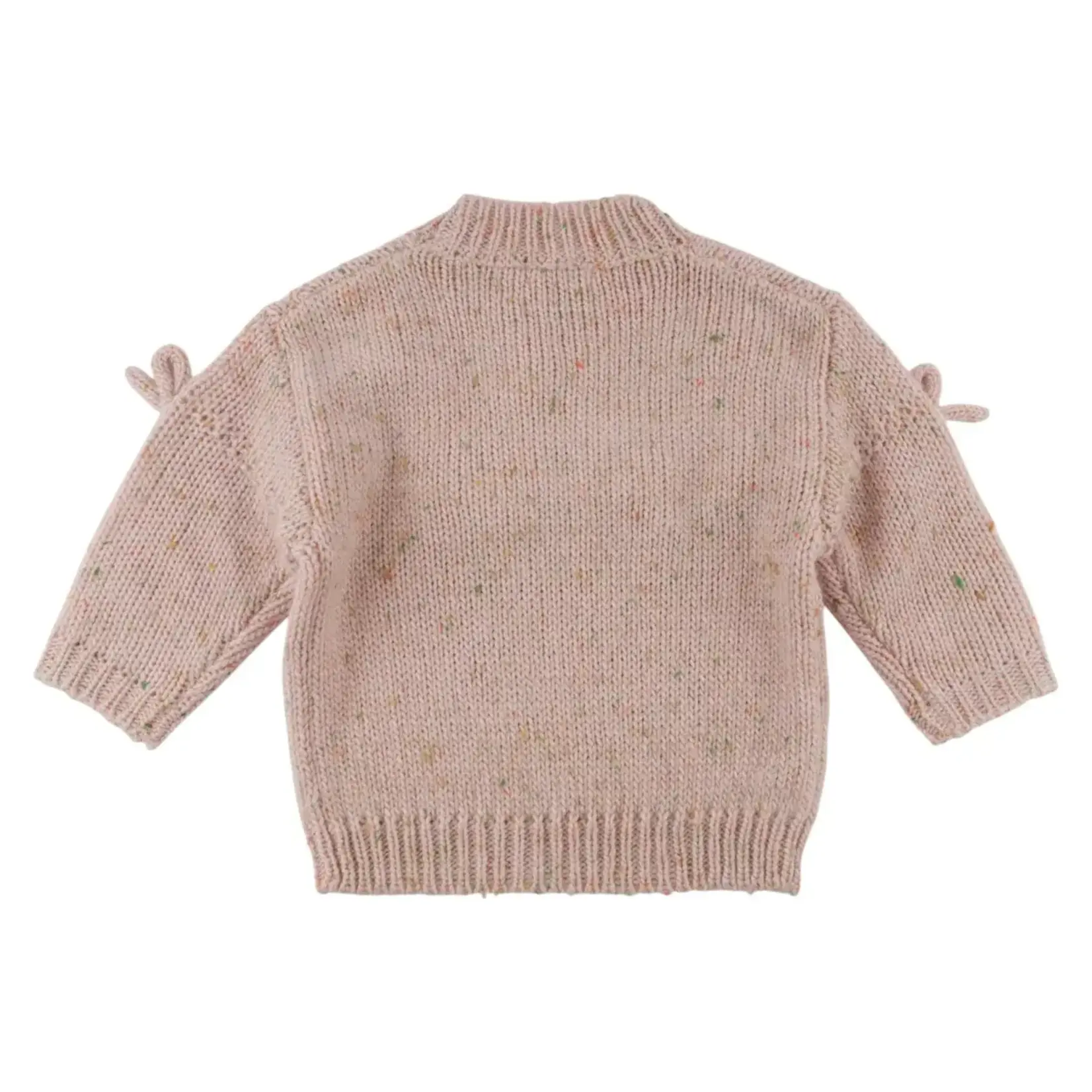 Oh Baby! Oh Baby Pale Pink Speckle Diamond Cable Bows Knitted Sweater