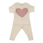 Oh Baby! Oh Baby Sugar Cookie Pale Pink Cable Heart Applique 2pc Set