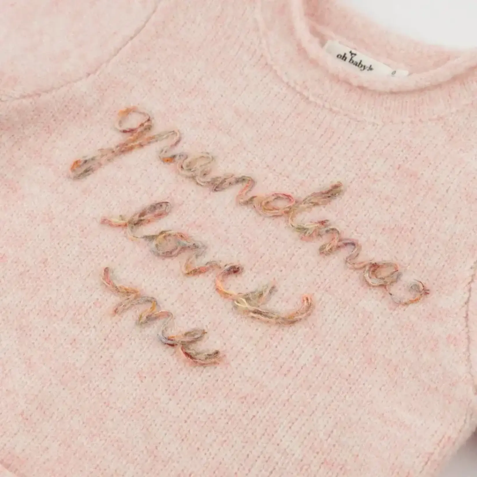 Oh Baby! Oh Baby Dusty Pink Grandma Loves Me Roll Edge Sweater