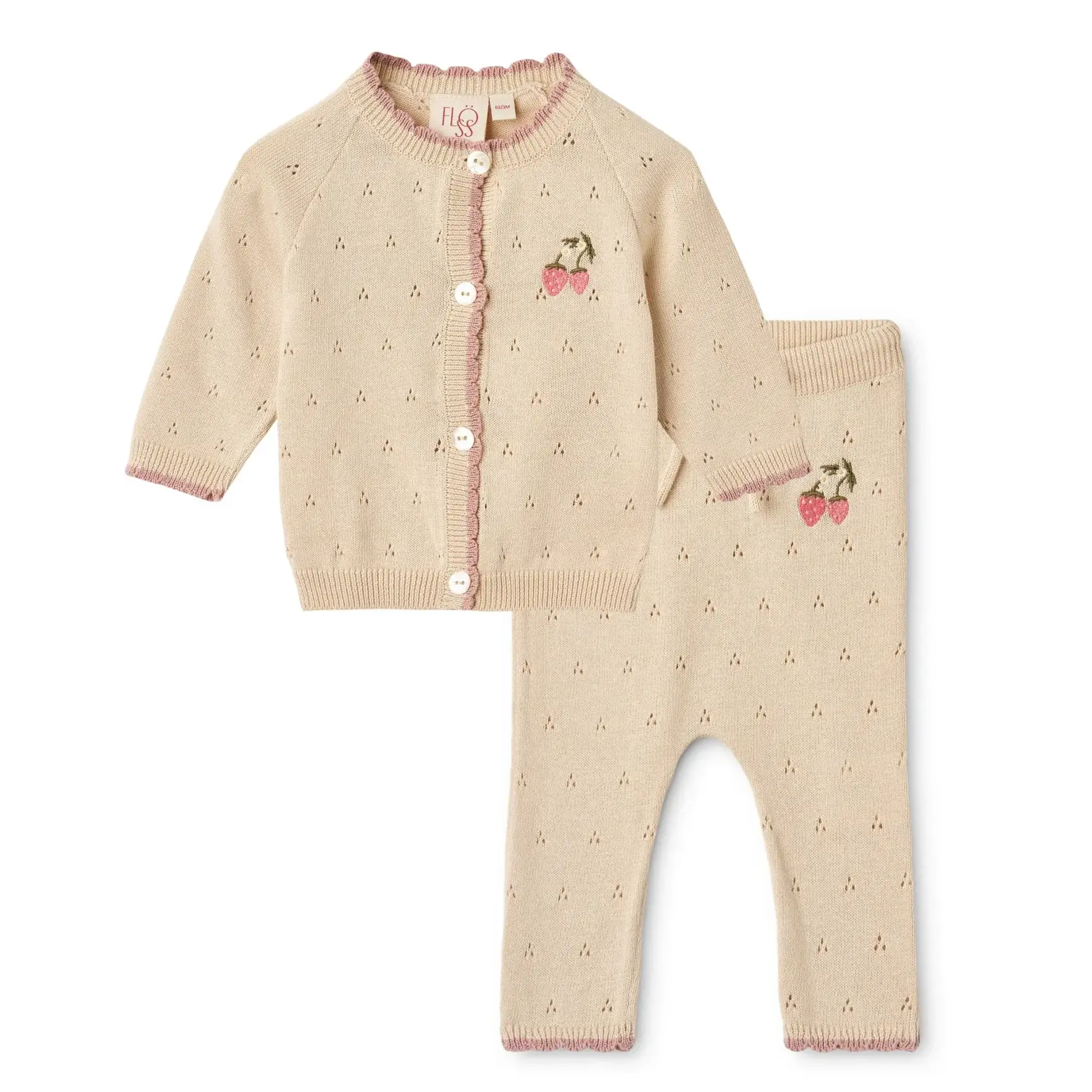 Floss Floss Soft White Audrey Cardigan And Pant Set