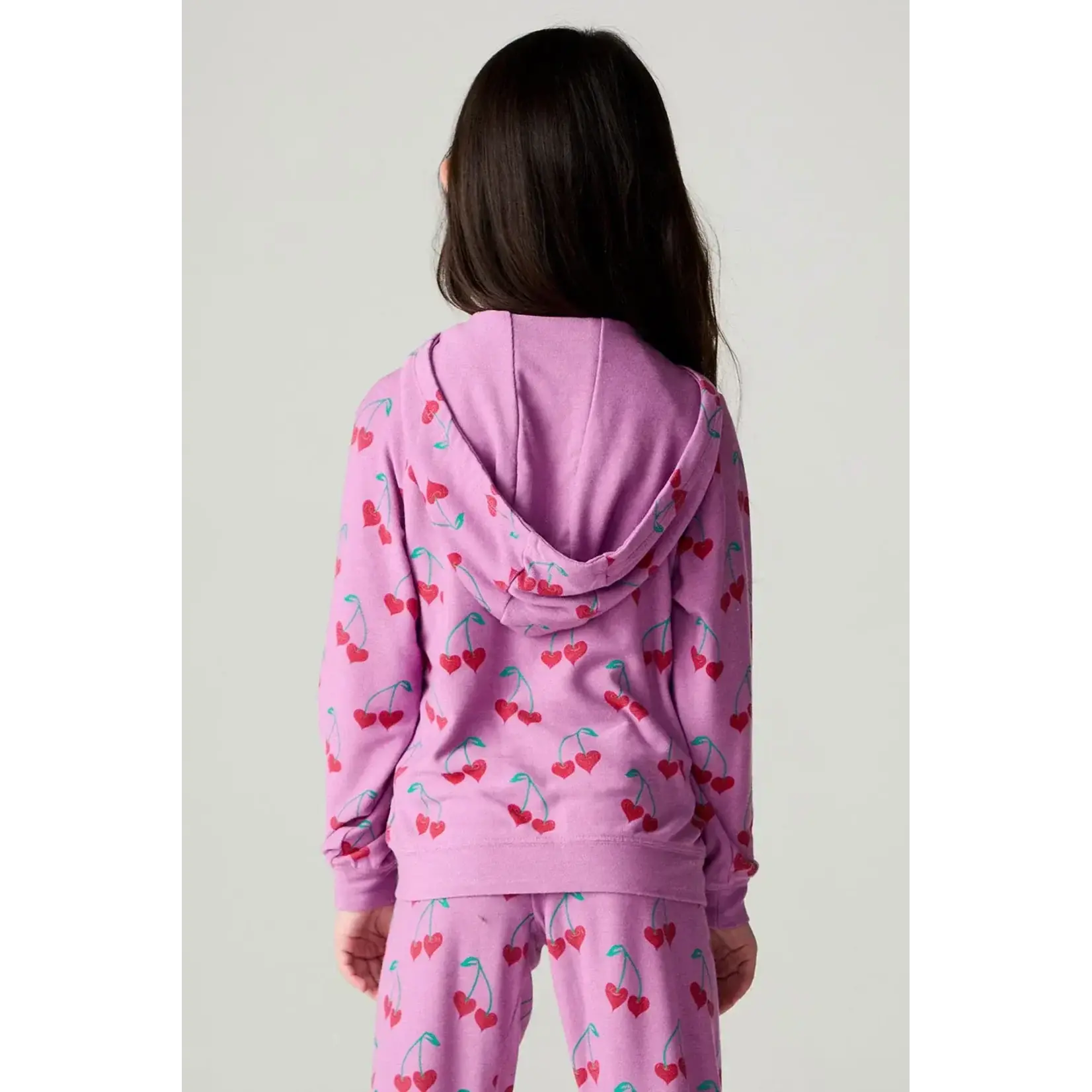 Chaser Chaser Mulberry Allover Sweethearts Cozy Knit Zip Up Hoodie